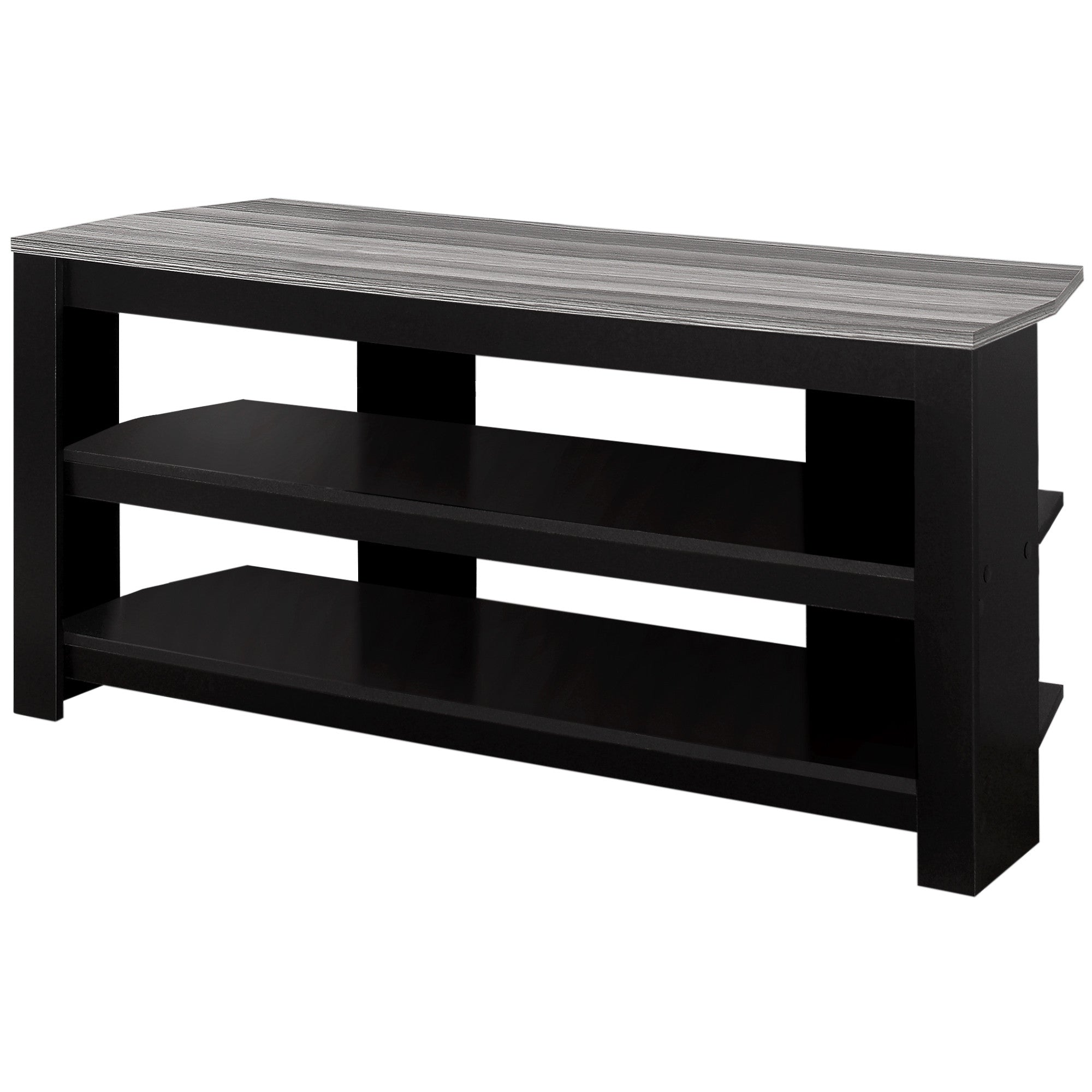 42" Black and Gray Open Shelving TV Stand