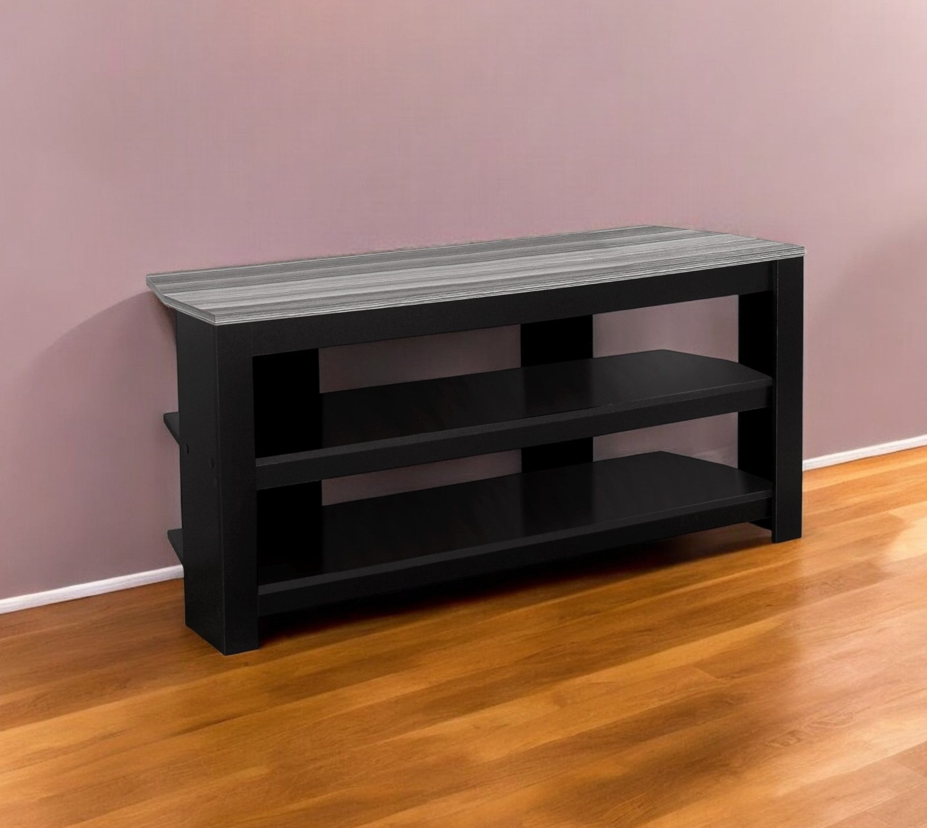 42" Black and Gray Open Shelving TV Stand