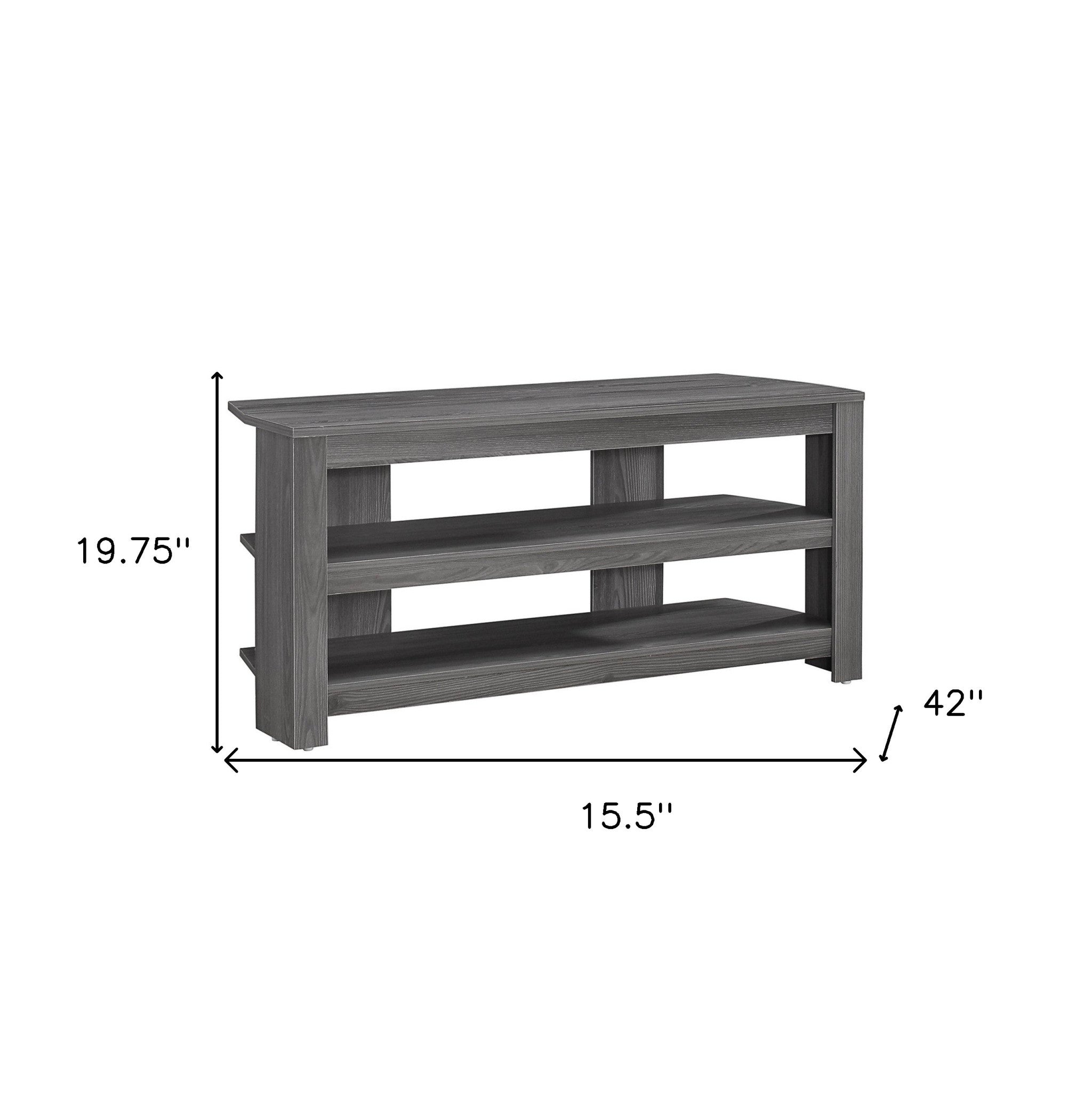 42" Ash Gray Open Shelving TV Stand