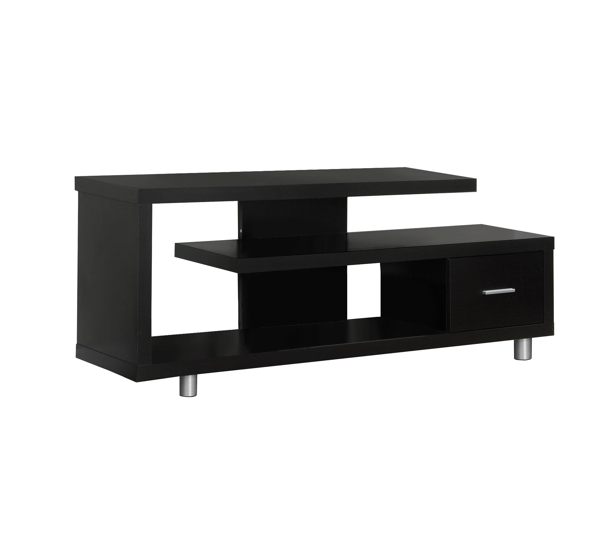 60" Dark Brown Cabinet Enclosed Storage TV Stand