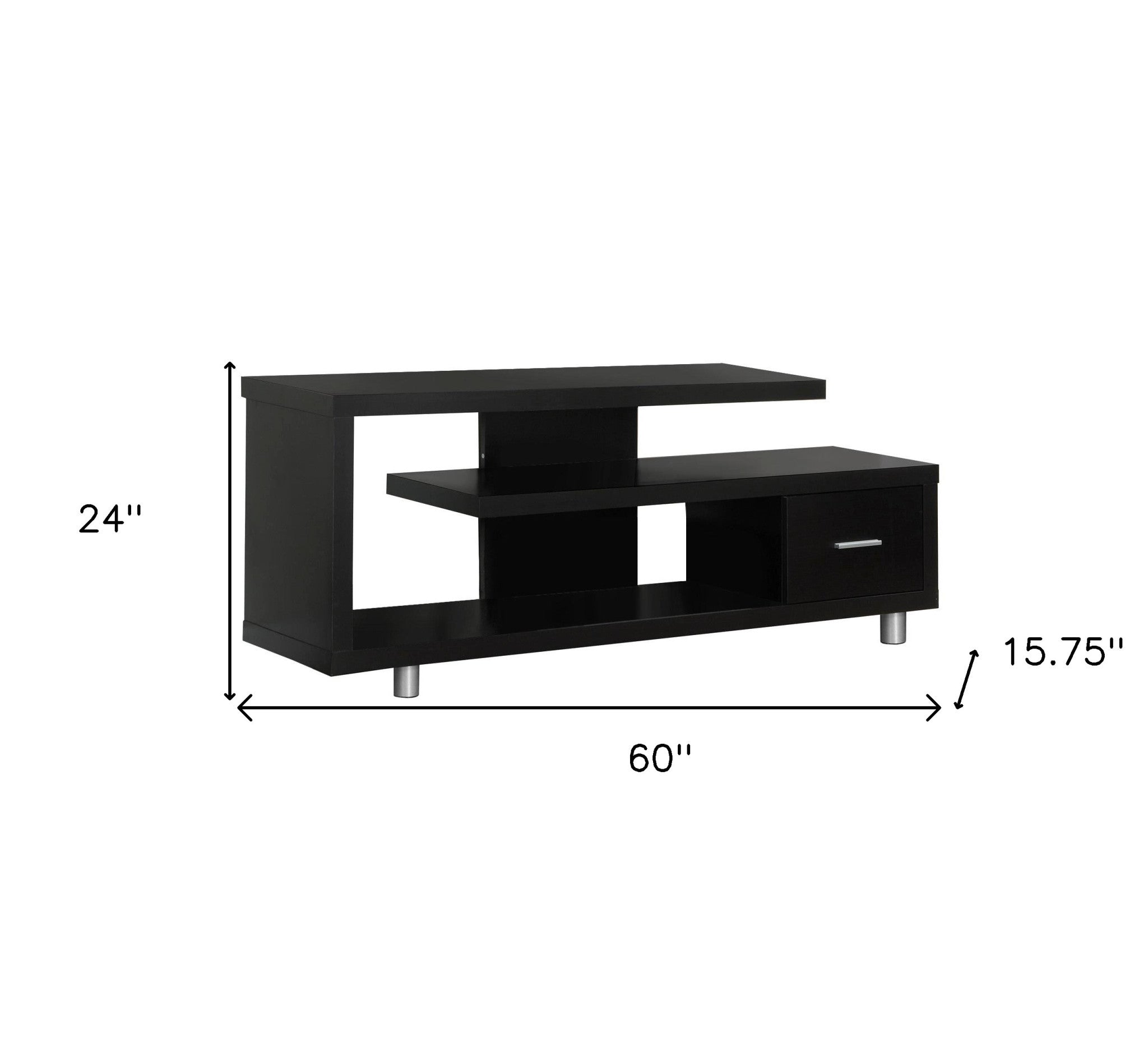 60" Dark Brown Cabinet Enclosed Storage TV Stand