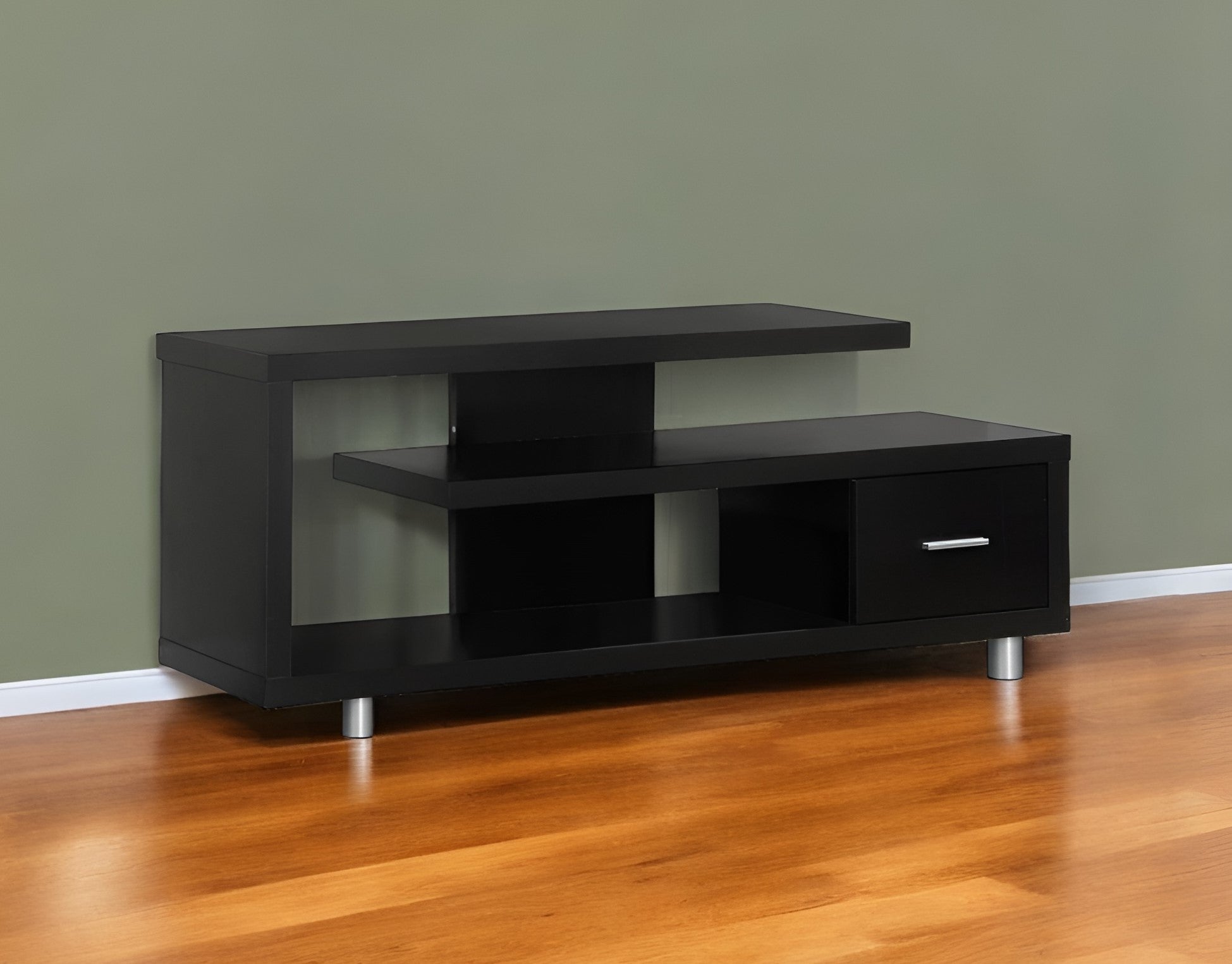 60" Dark Brown Cabinet Enclosed Storage TV Stand