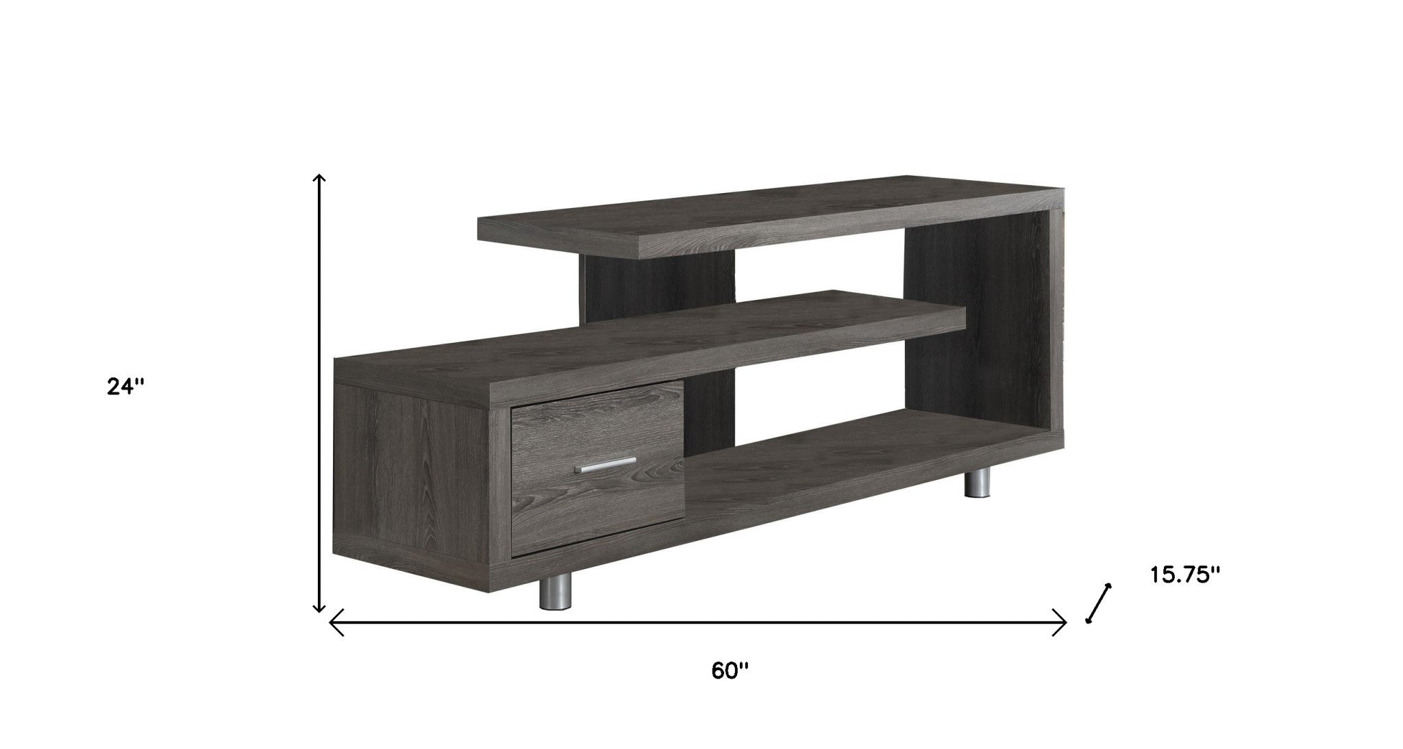 60" Dark Brown Cabinet Enclosed Storage TV Stand