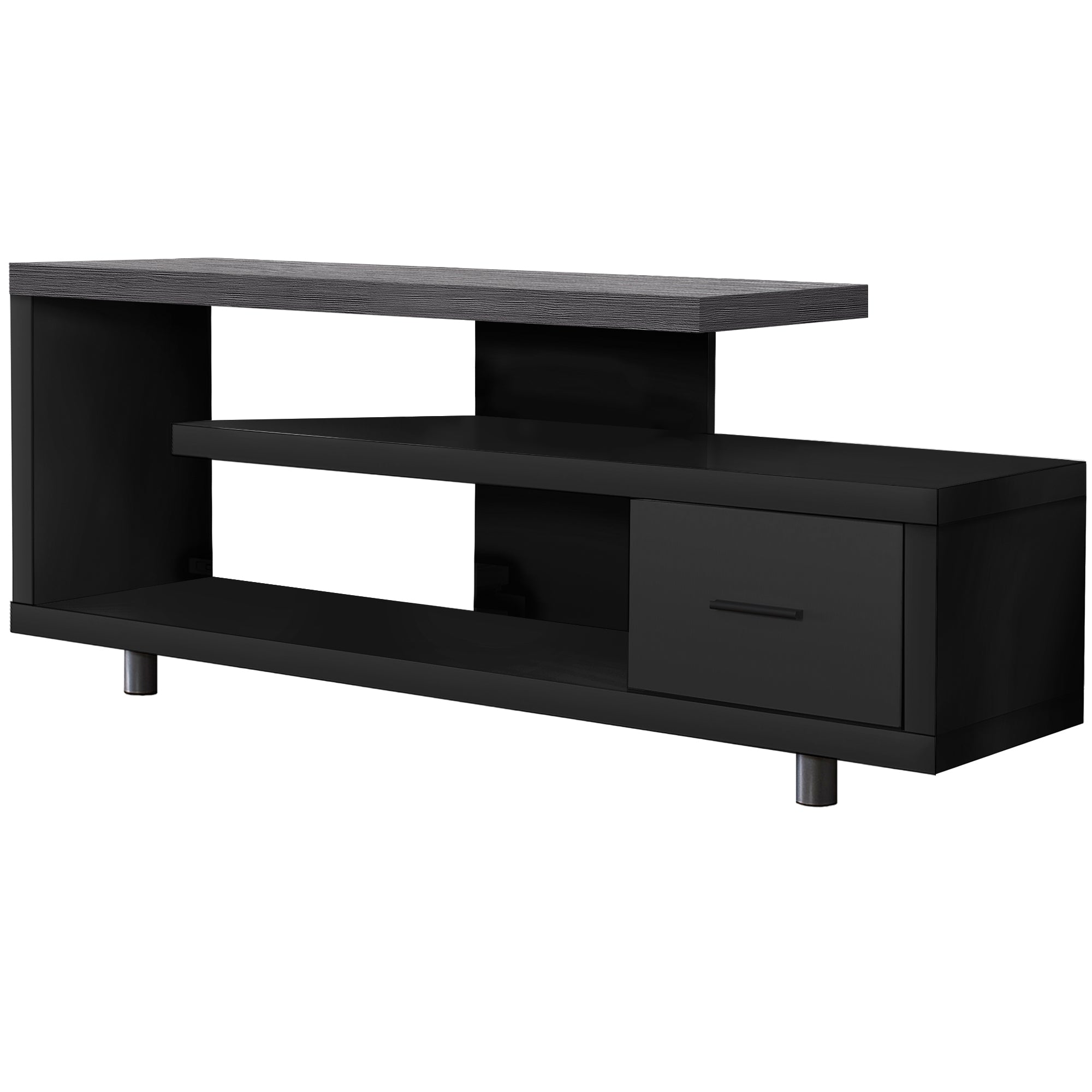 60" Dark Brown Cabinet Enclosed Storage TV Stand