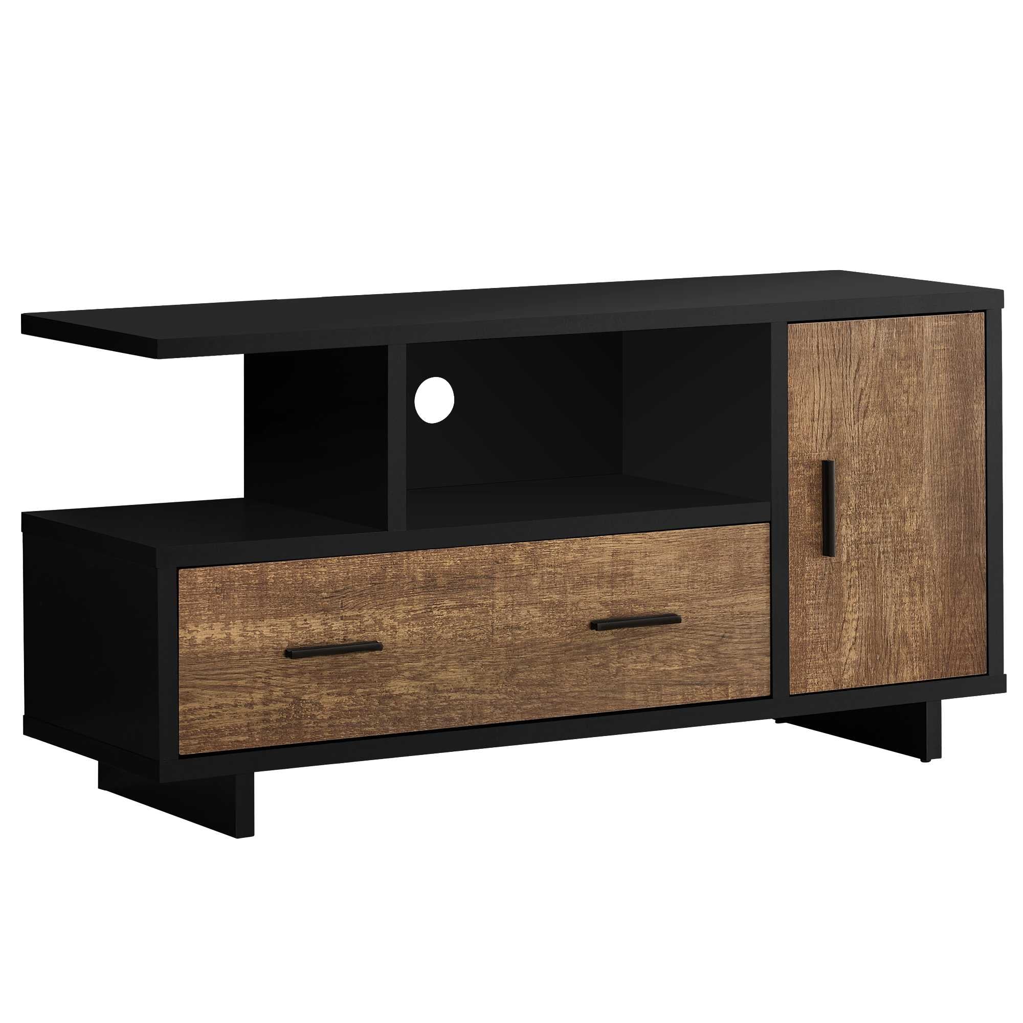 47" Brown and Black Cabinet Enclosed Storage TV Stand