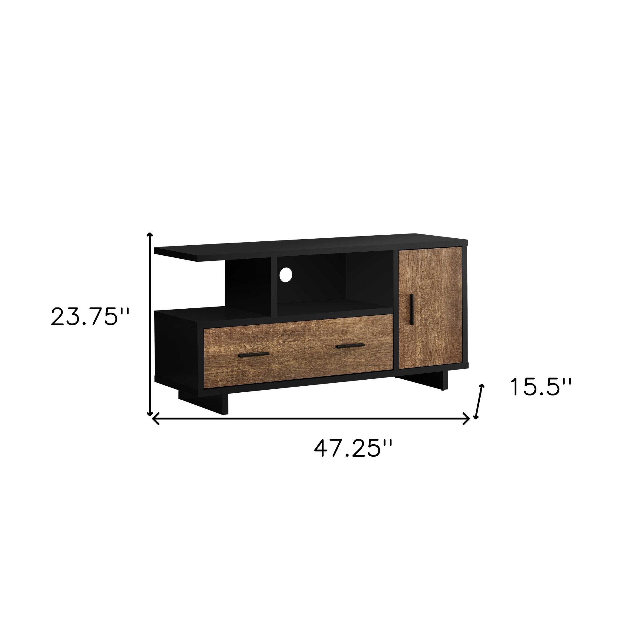 47" Brown and Black Cabinet Enclosed Storage TV Stand