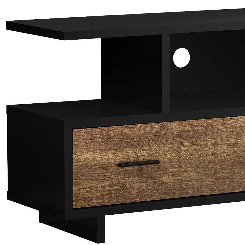 47" Brown and Black Cabinet Enclosed Storage TV Stand