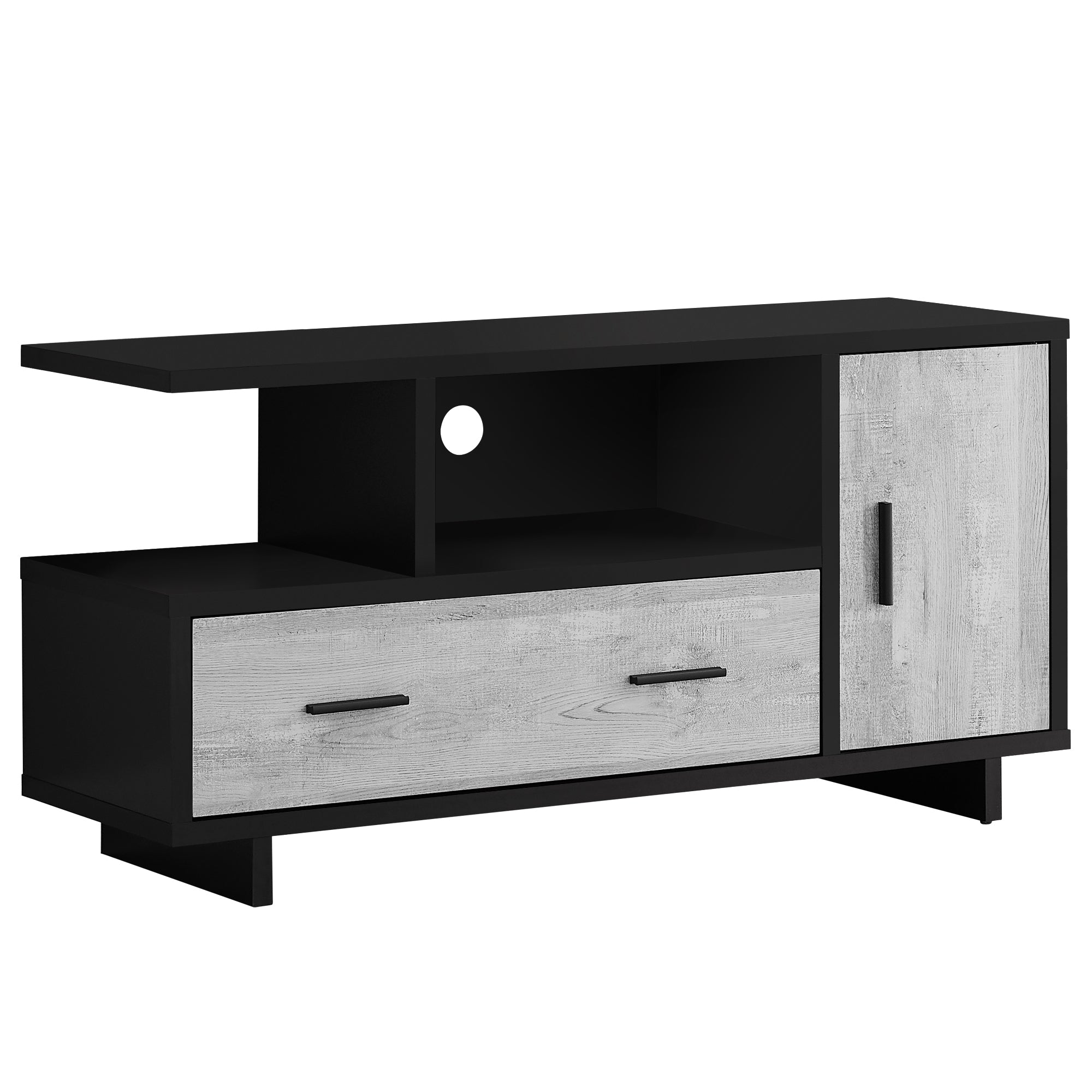 47" Brown and Black Cabinet Enclosed Storage TV Stand