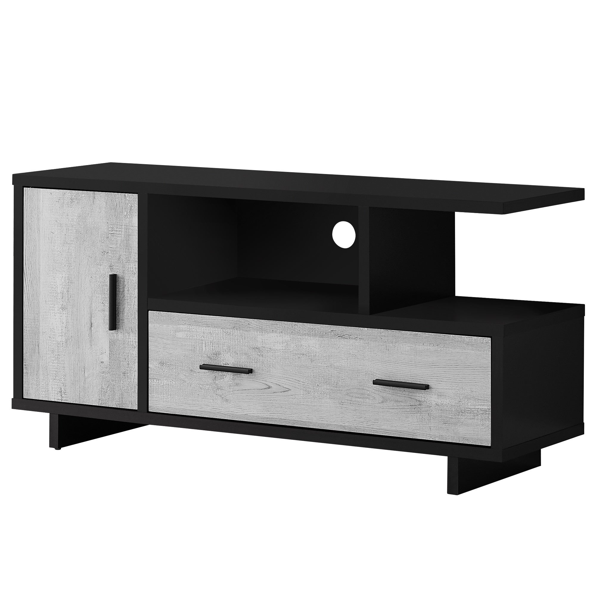 47" Brown and Black Cabinet Enclosed Storage TV Stand