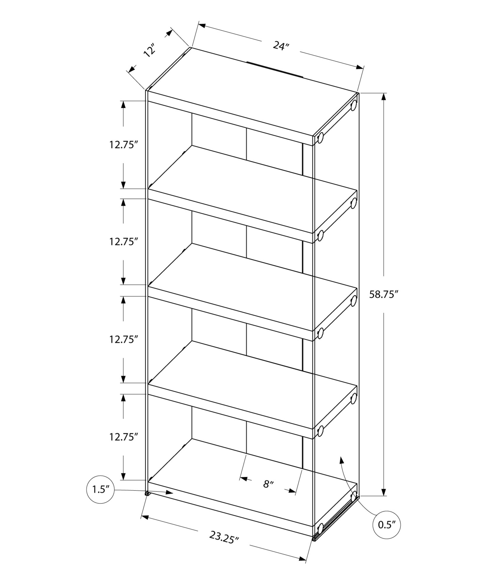 59" Brown Wood Etagere Bookcase