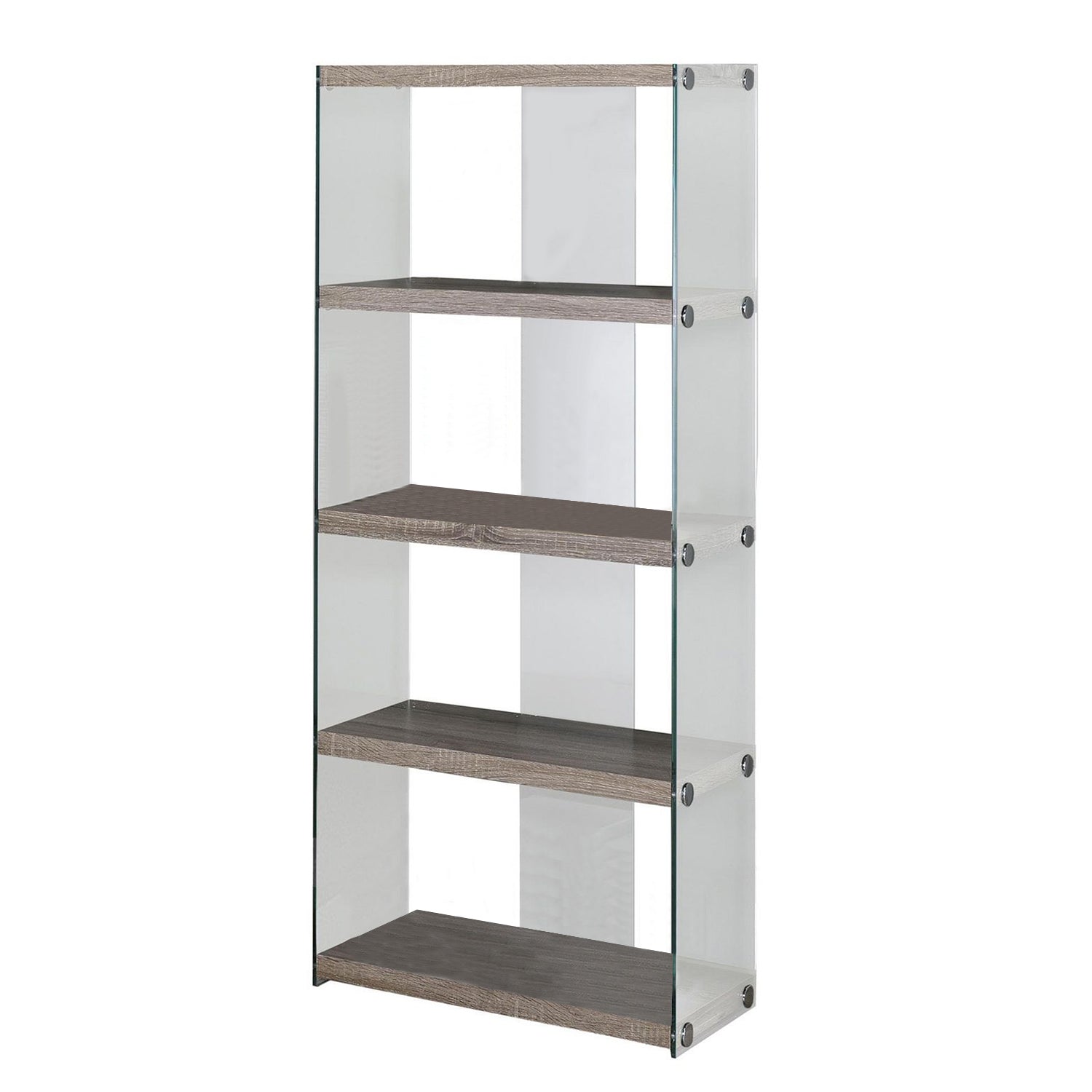 59" Brown Wood Etagere Bookcase