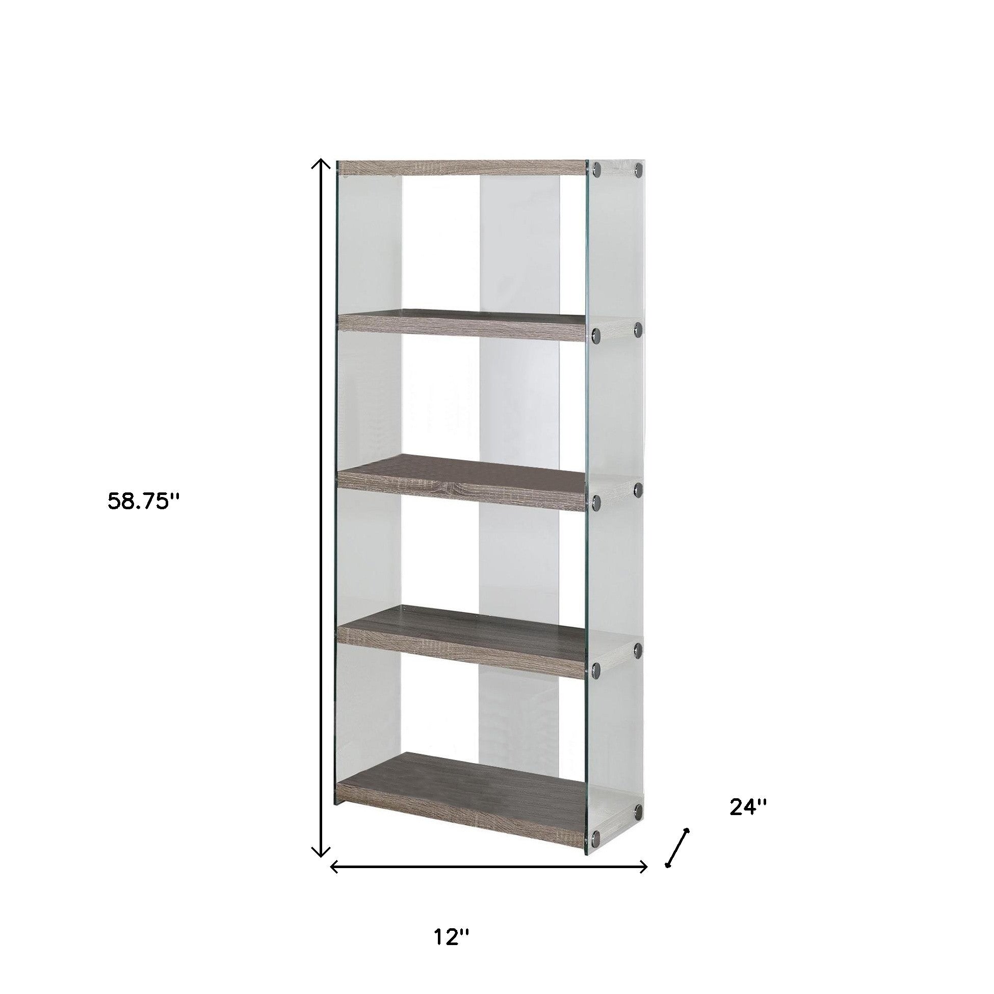 59" Brown Wood Etagere Bookcase