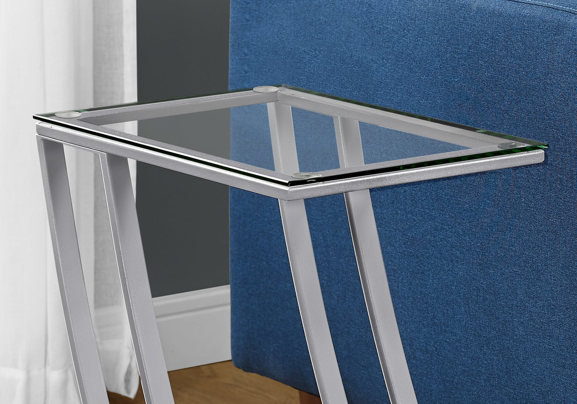 15.75" X 12" X 24" Black Clear Metal Tempered Glass Accent Table