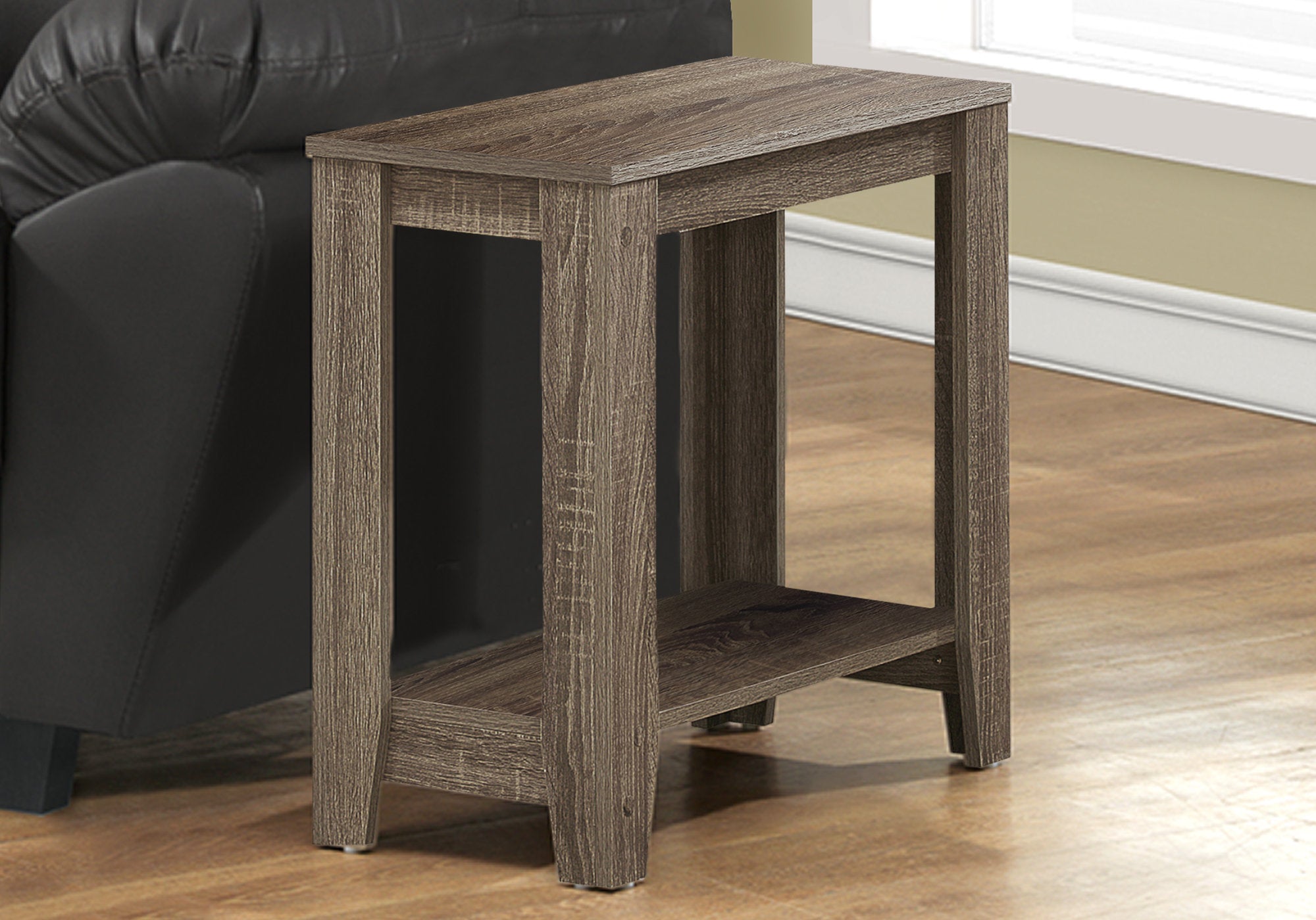 22" Deep Taupe End Table With Shelf