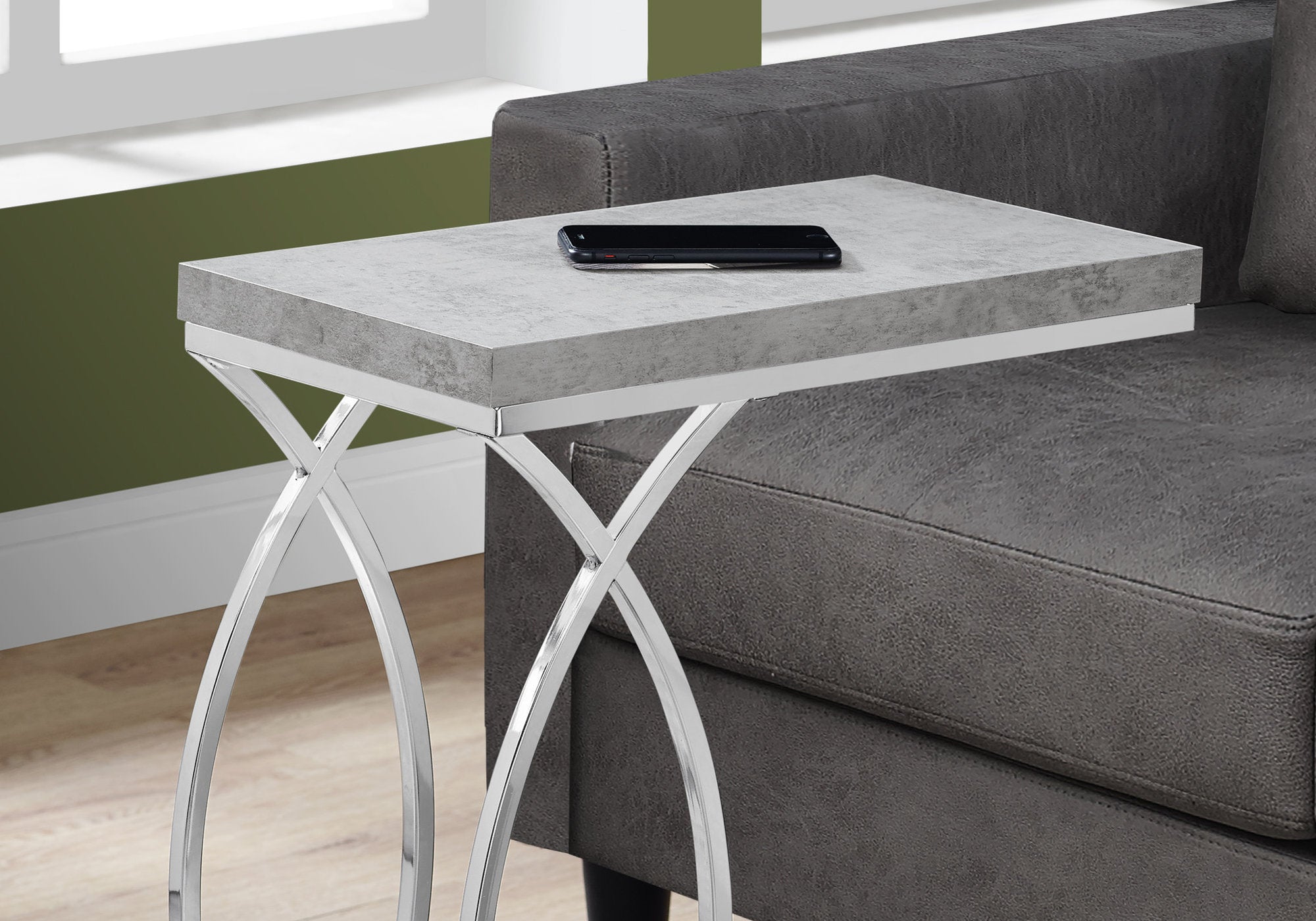 18.25" X 10.25" X 25" White Mdf Metal Accent Table