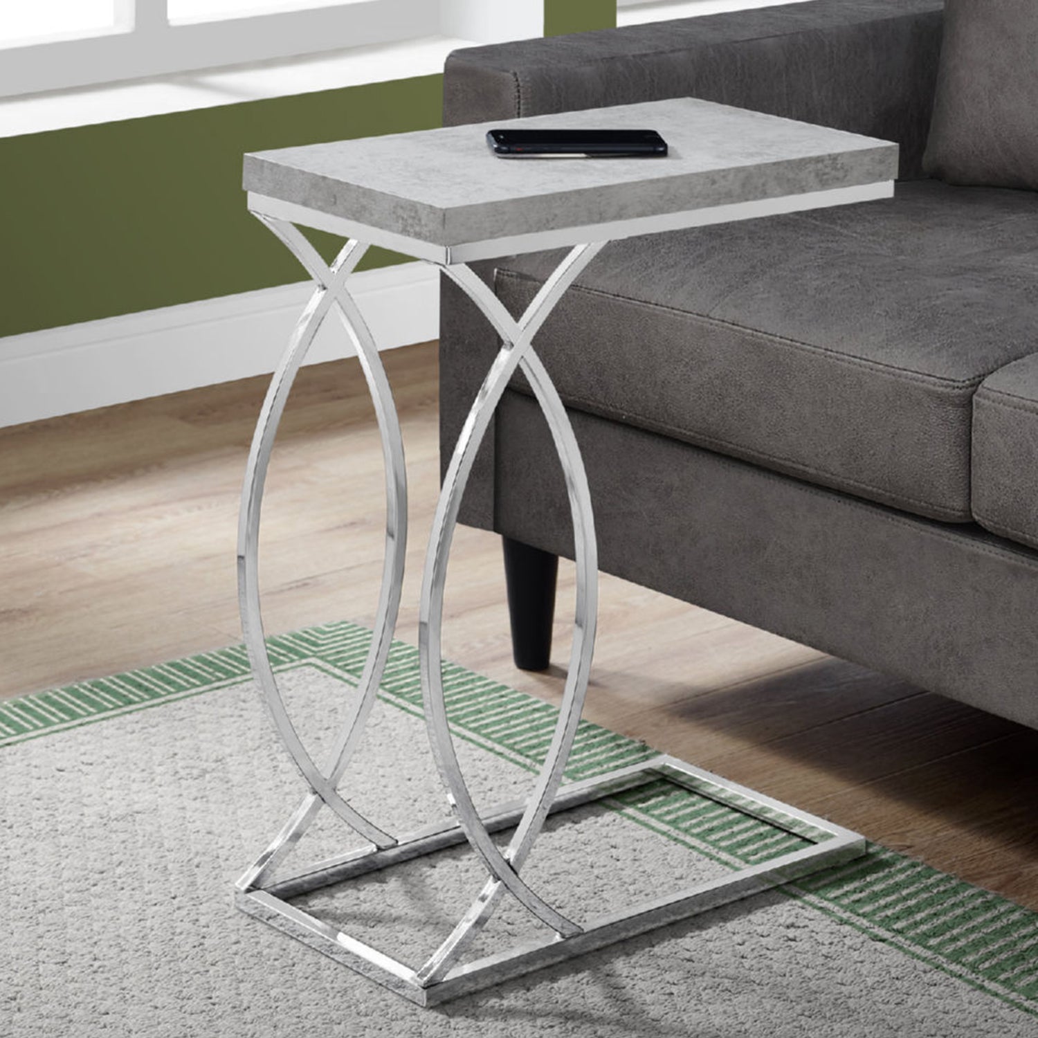 18.25" X 10.25" X 25" White Mdf Metal Accent Table