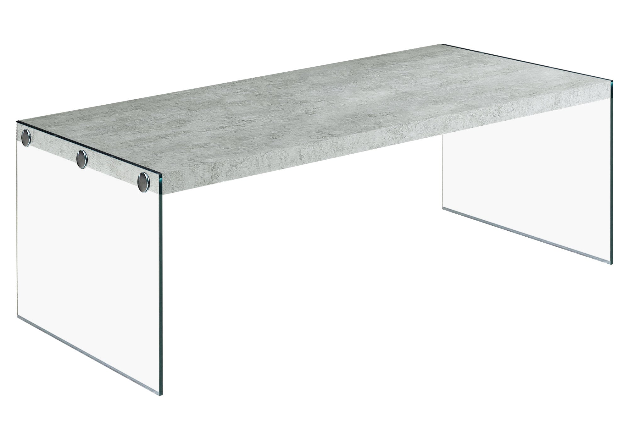 44" Gray And Clear Glass Coffee Table