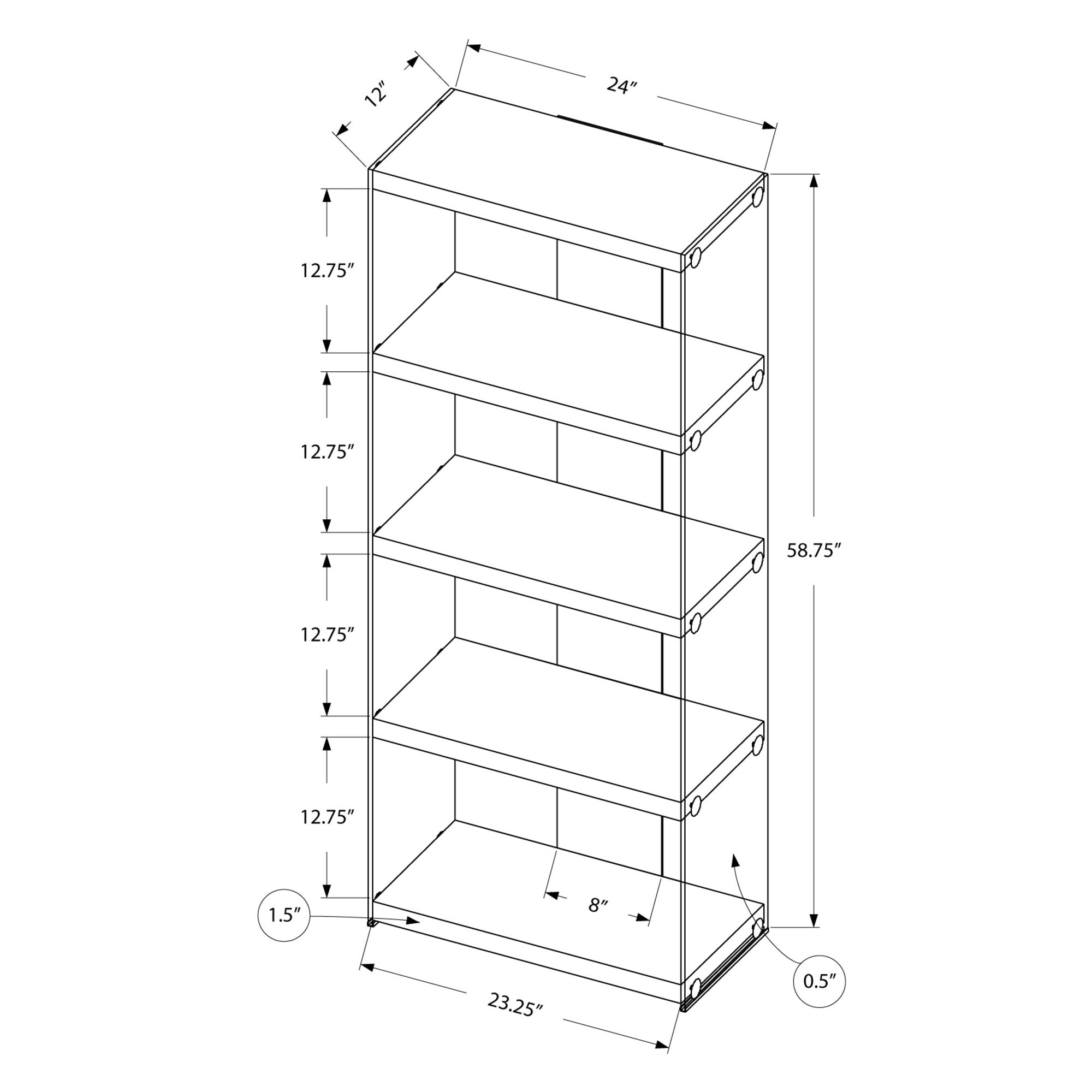 59" Brown Wood Etagere Bookcase