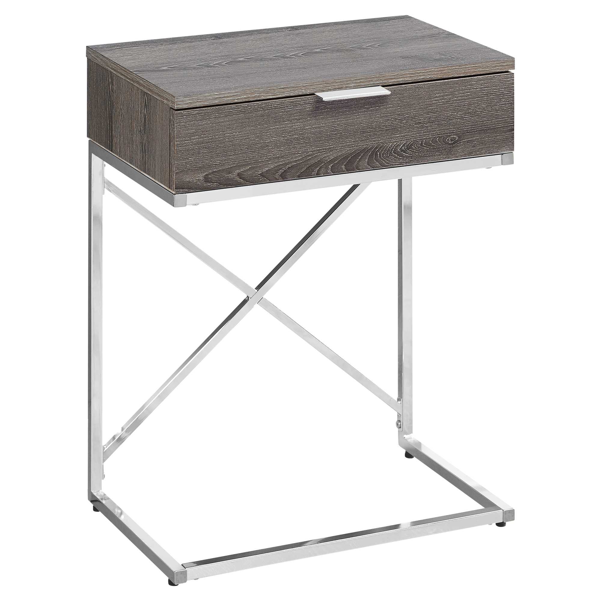 24" Silver And Gray End Table With Drawer