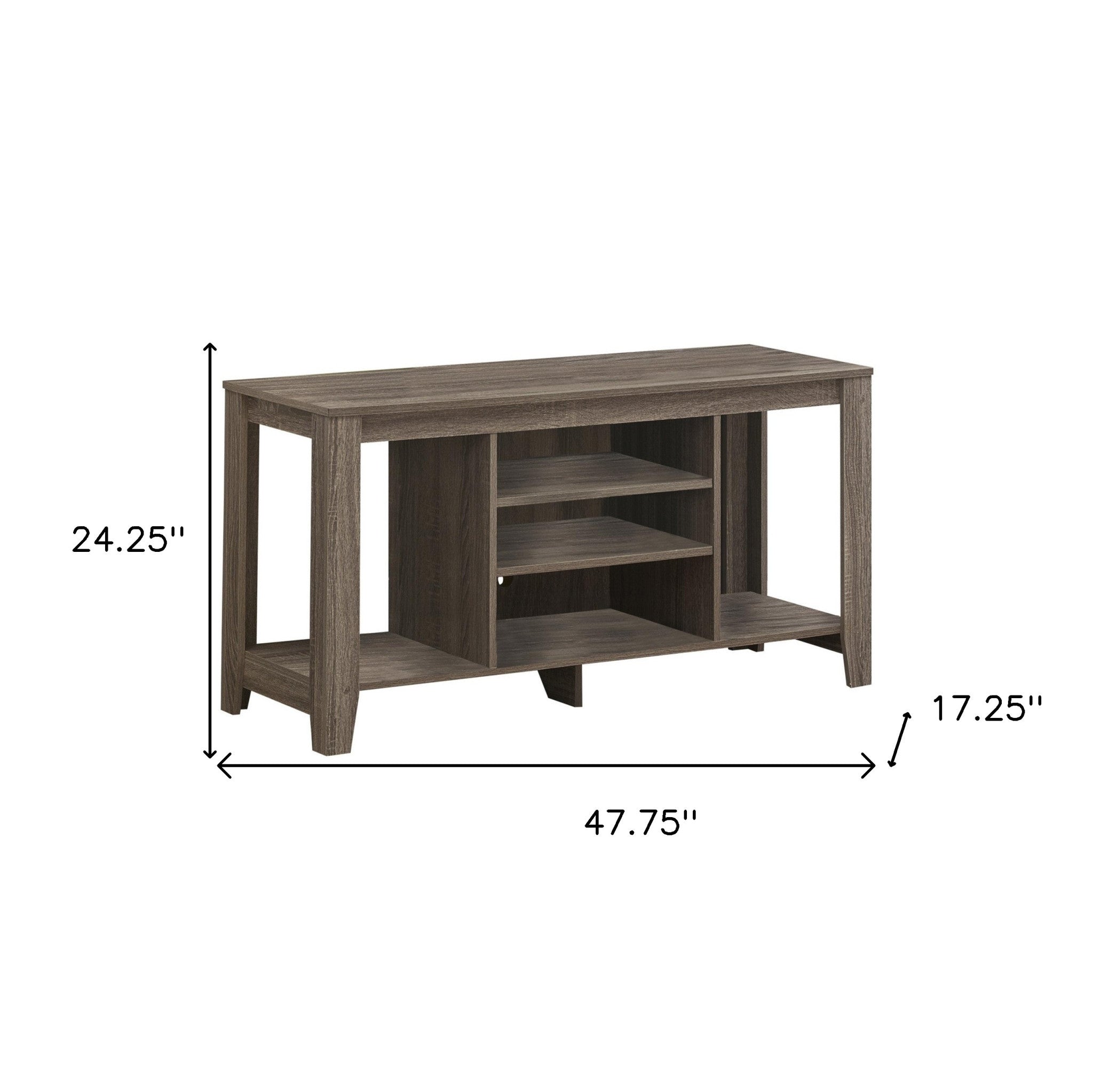 48" Deep Taupe Open Shelving TV Stand