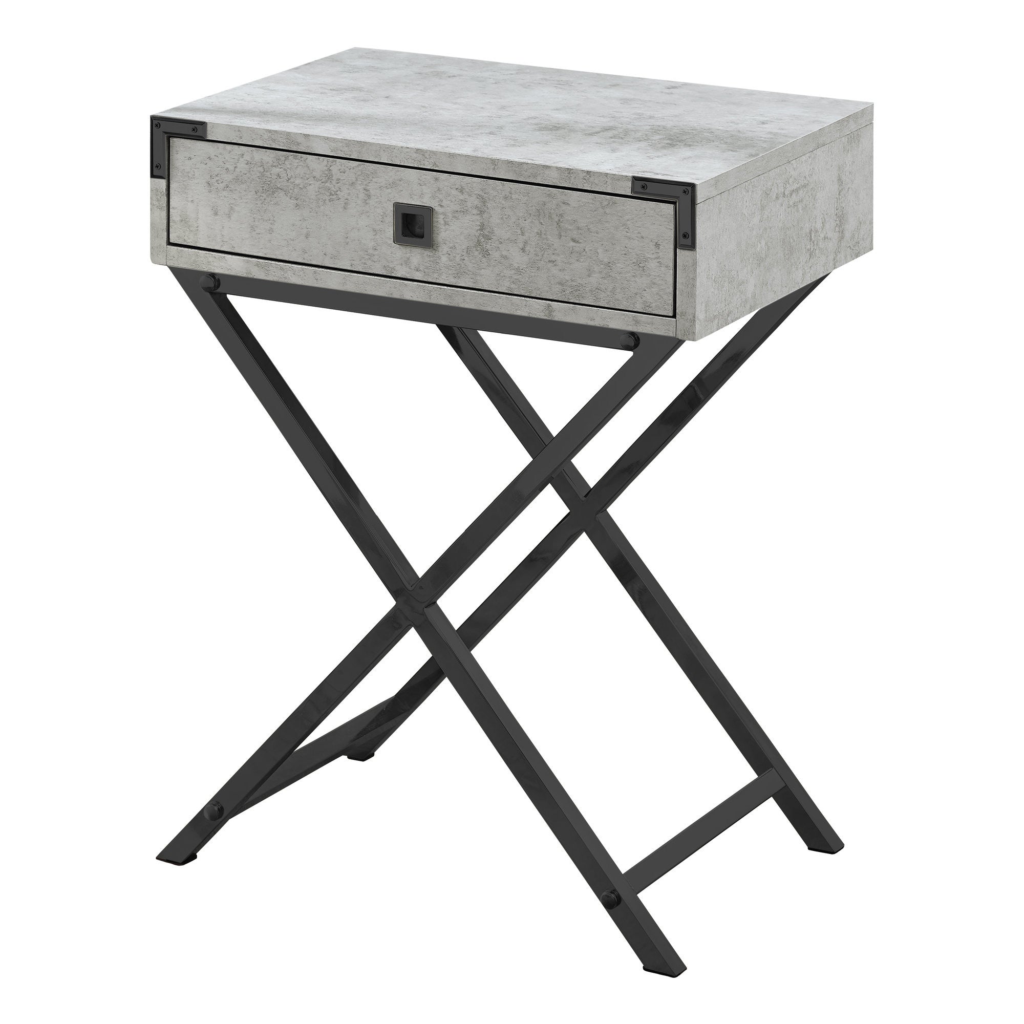 24" Black And Gray End Table With Drawer