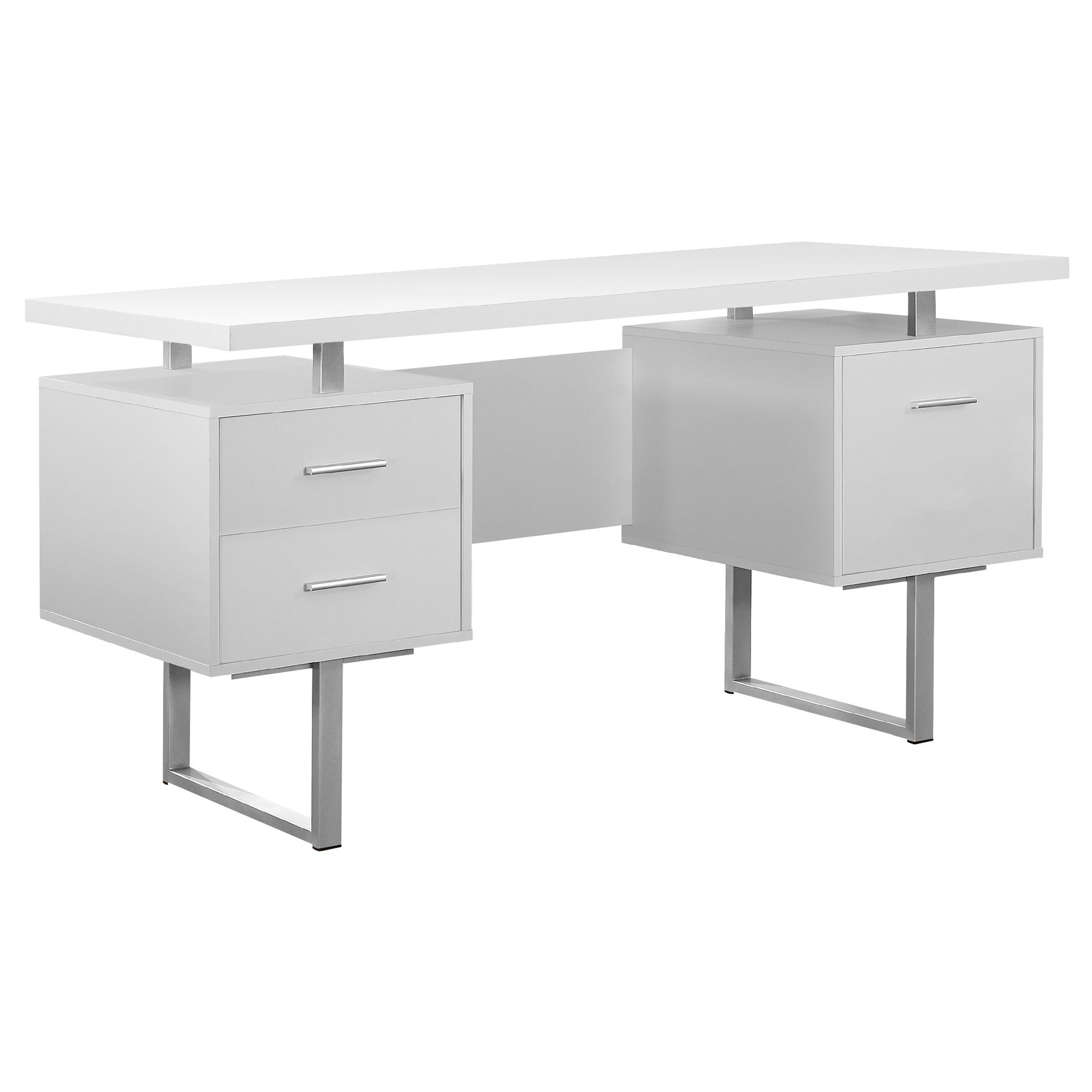 24" Brown and Silver Computer Desk With Three Drawers