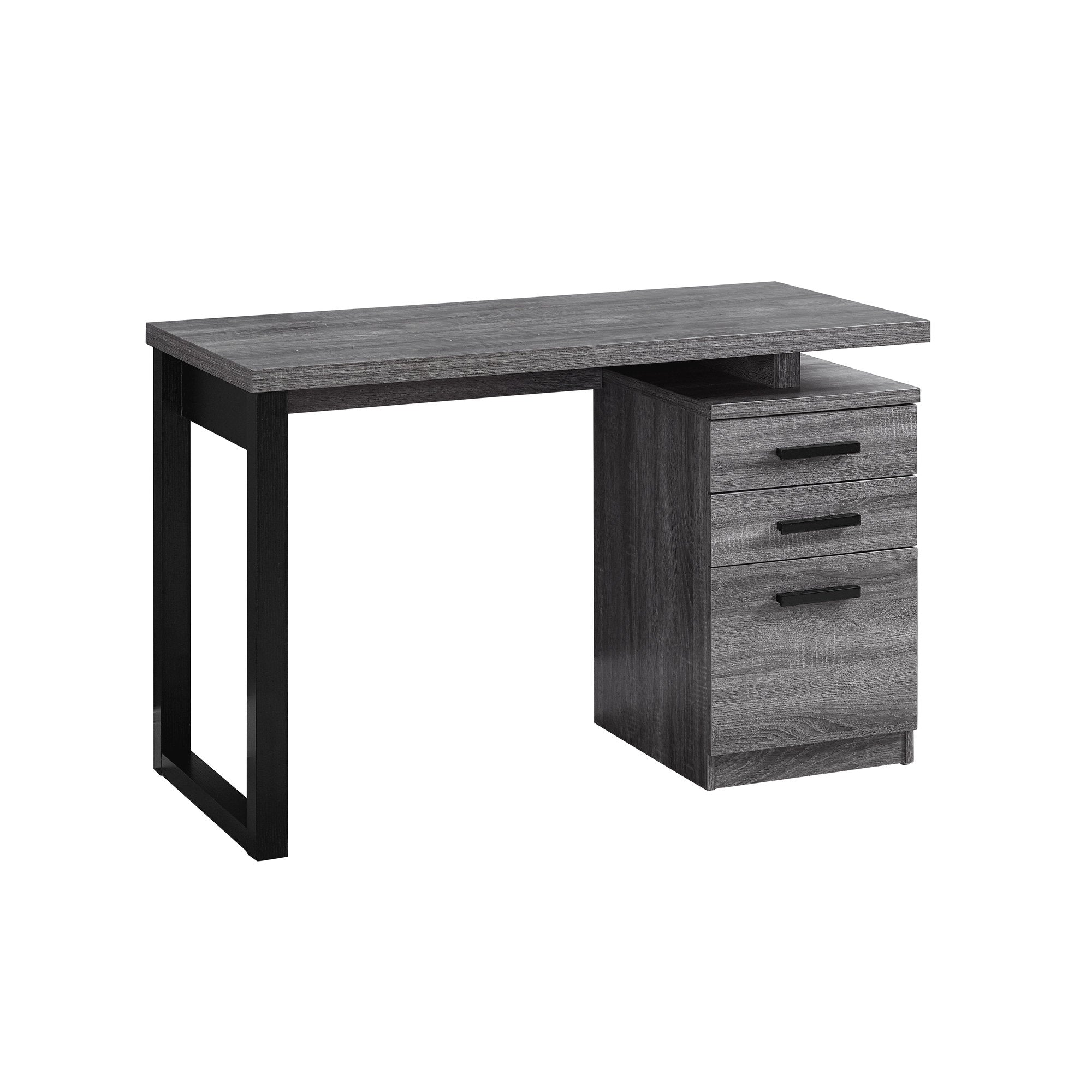 24" Gray and Black Computer Desk With Three Drawers