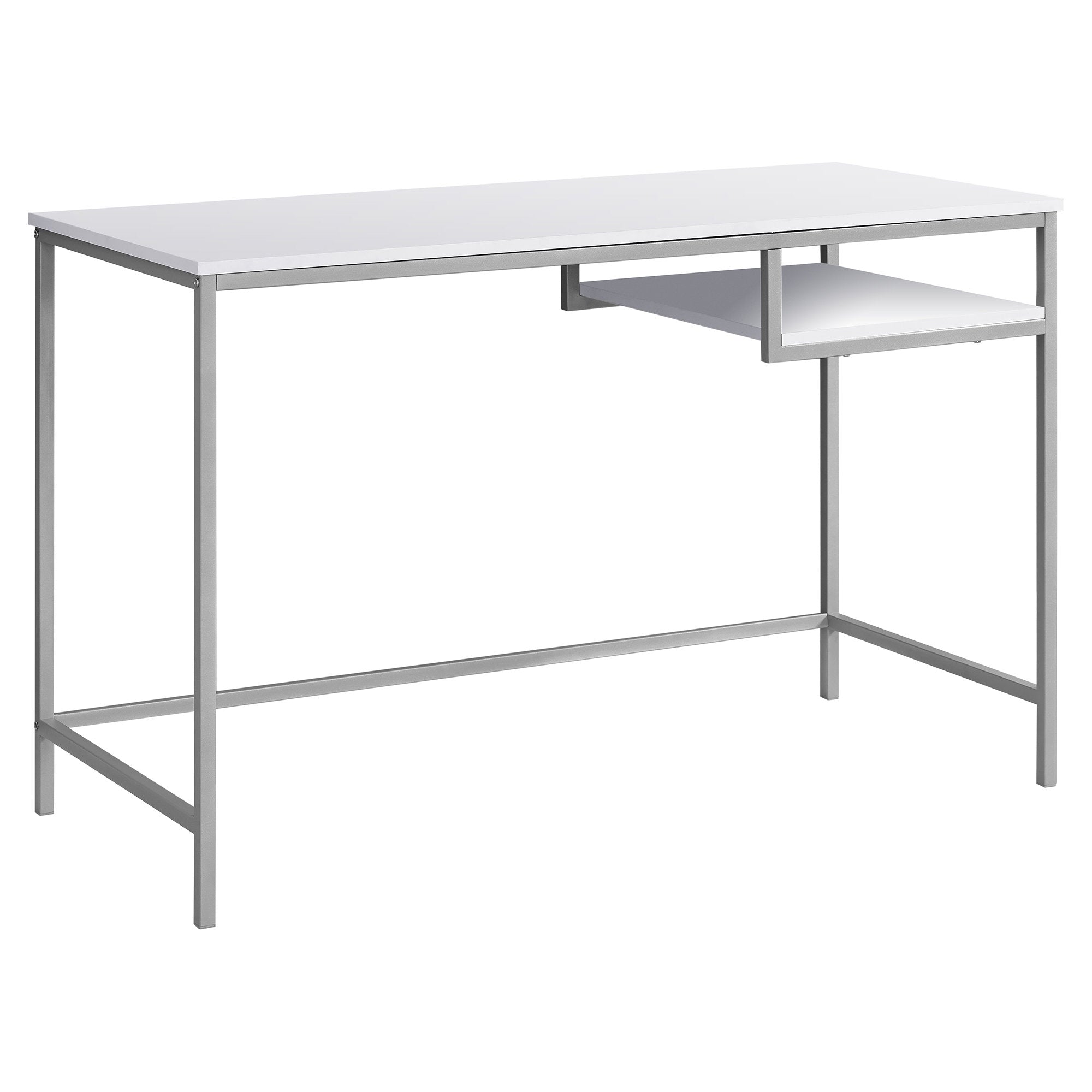 30" White Mdf And White Metal Computer Desk