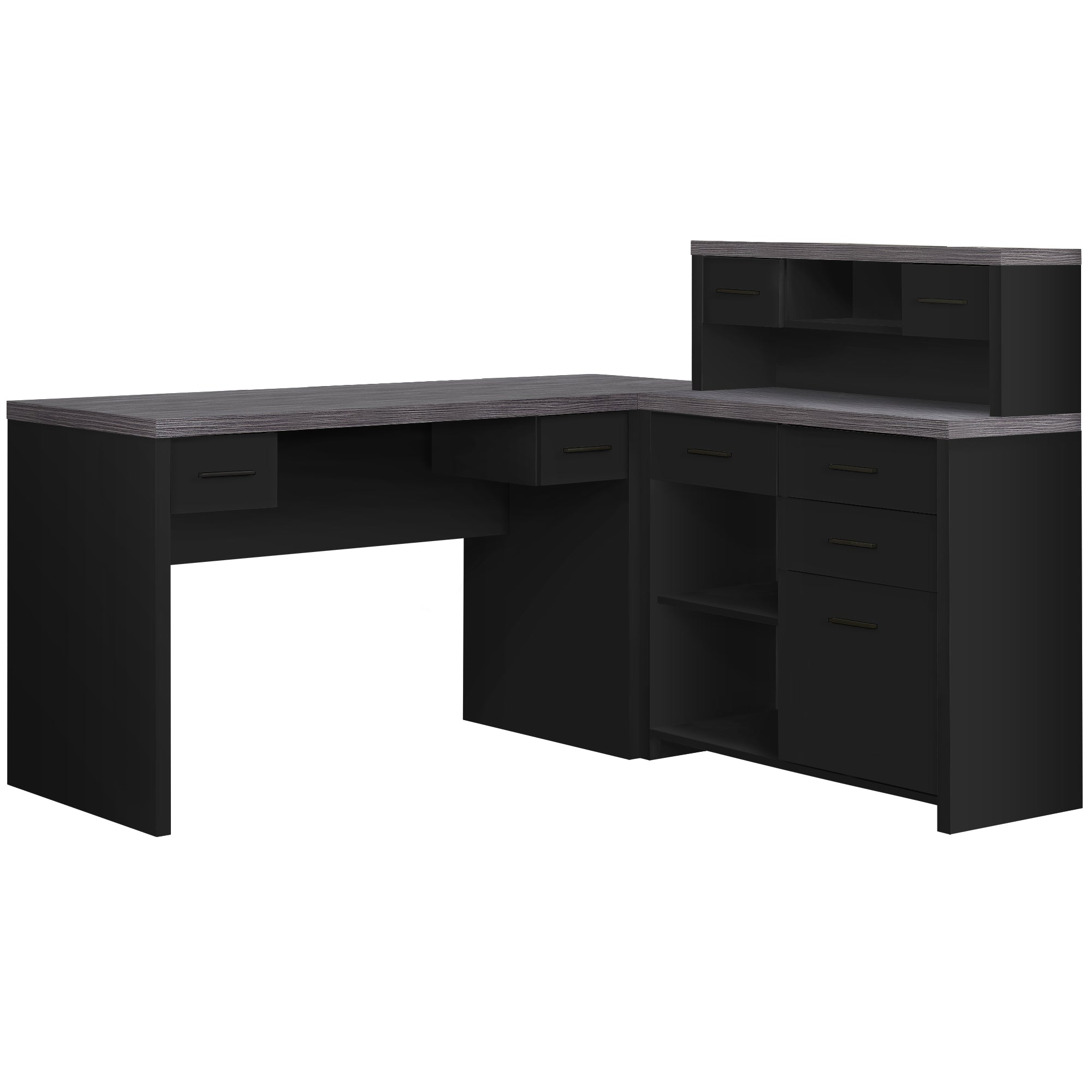 24" Gray and Black Computer Desk With Three Drawers