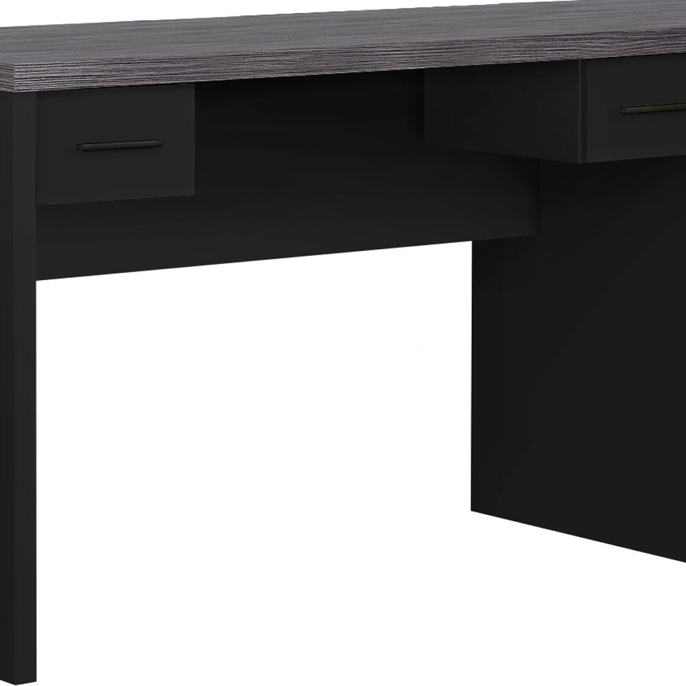 24" Gray and Black Computer Desk With Three Drawers