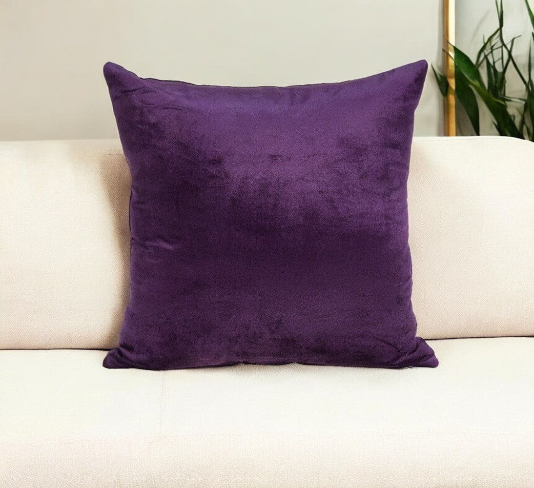 18" Purple Cotton Blend Throw Pillow