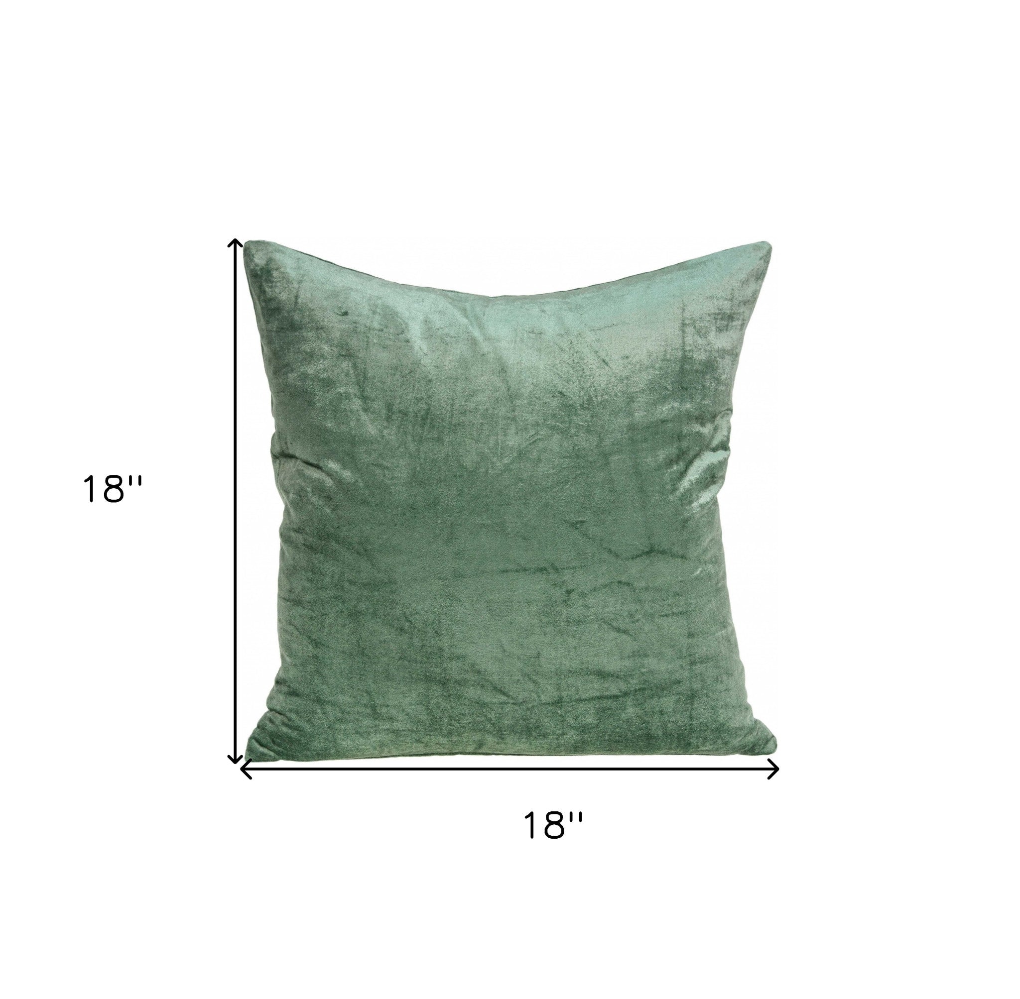 18" X 7" X 18" Transitional Green Solid Pillow Cover With Poly Insert