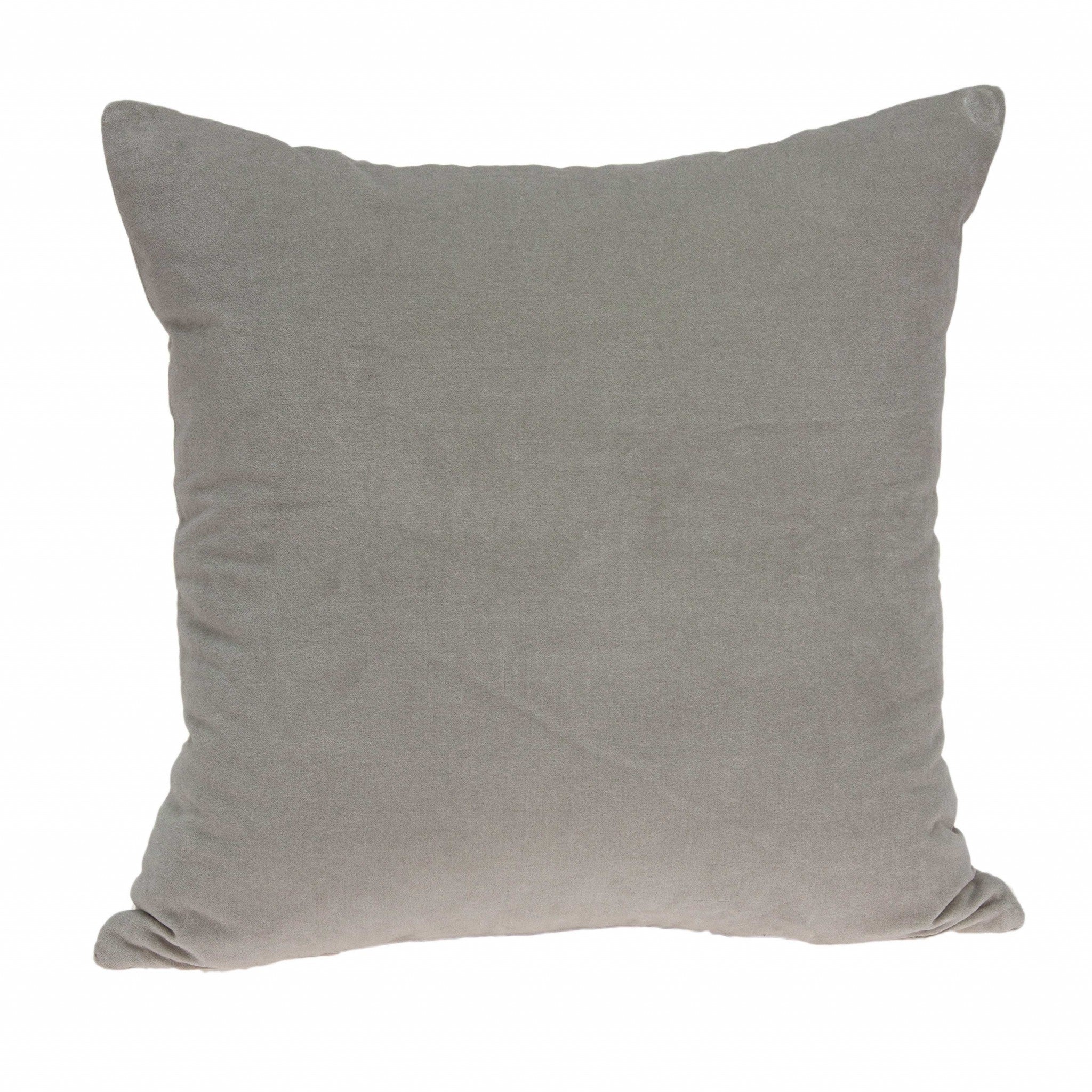 18" X 7" X 18" Transitional Gray Solid Pillow Cover With Poly Insert