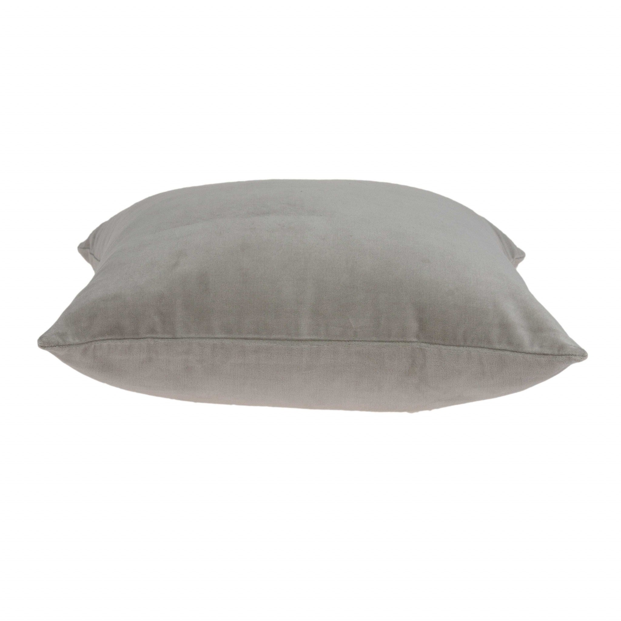 18" X 7" X 18" Transitional Gray Solid Pillow Cover With Poly Insert