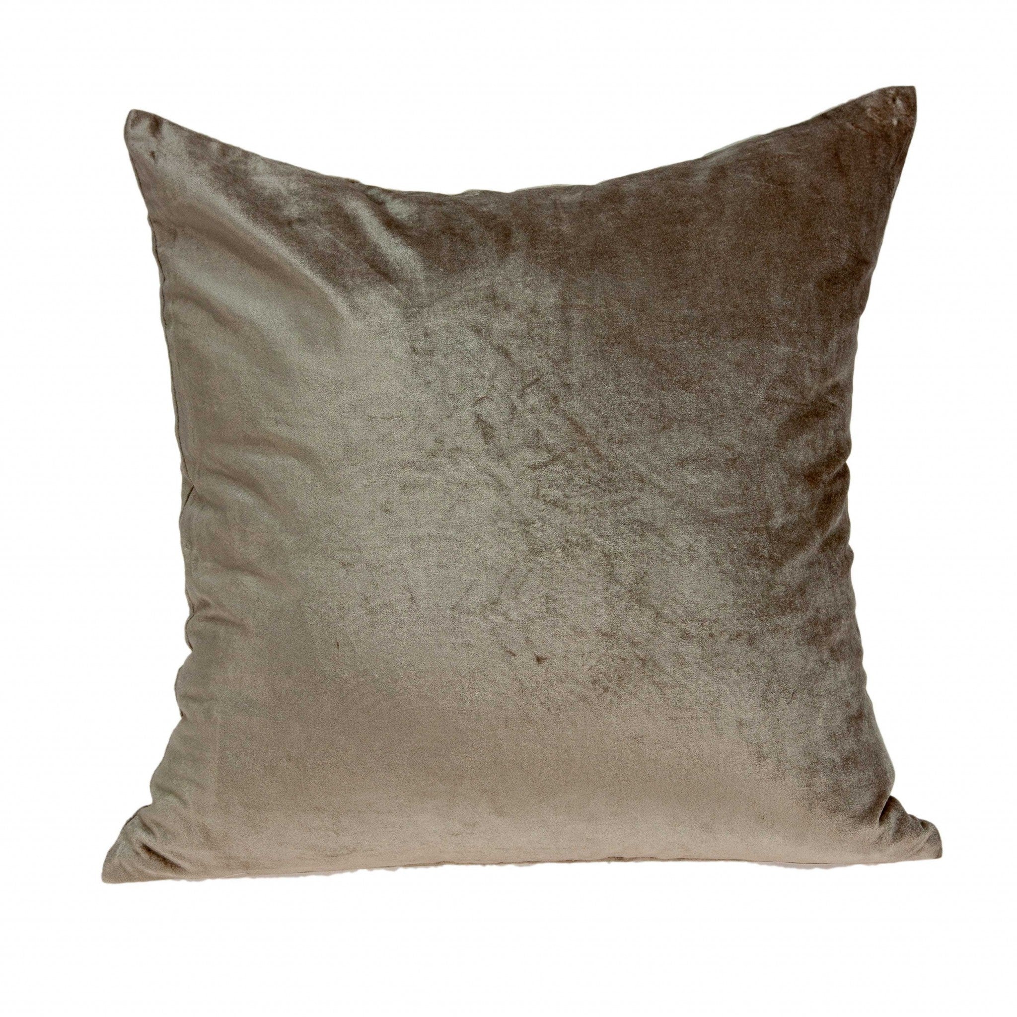 20" Taupe Cotton Blend Throw Pillow