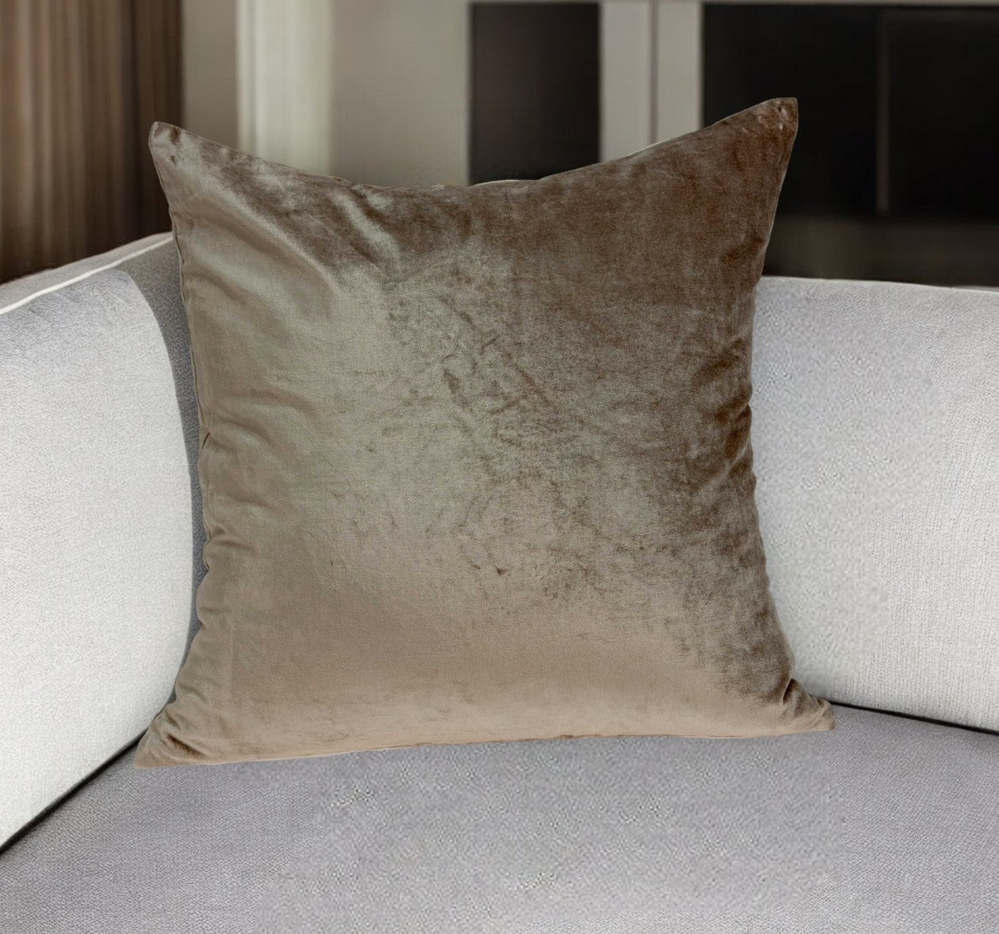 20" Taupe Cotton Blend Throw Pillow