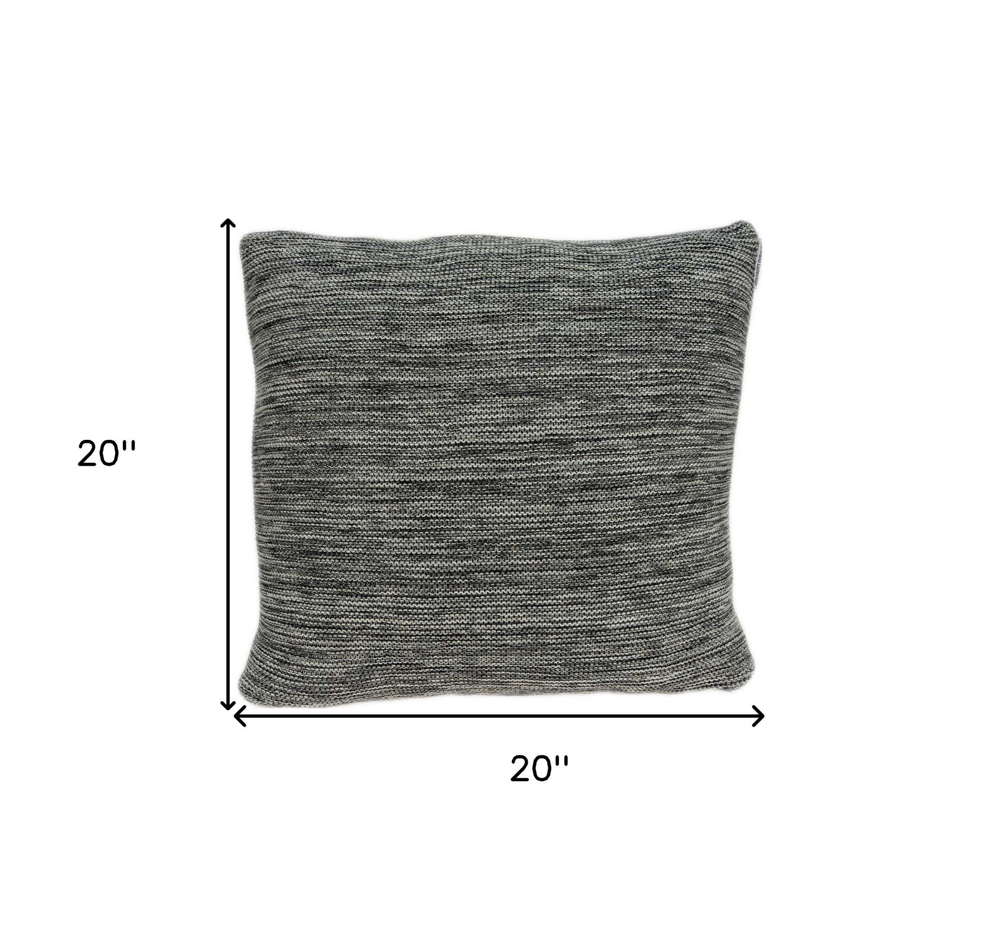 20"X 20" Transitional Heather Gray Cotton Pillow