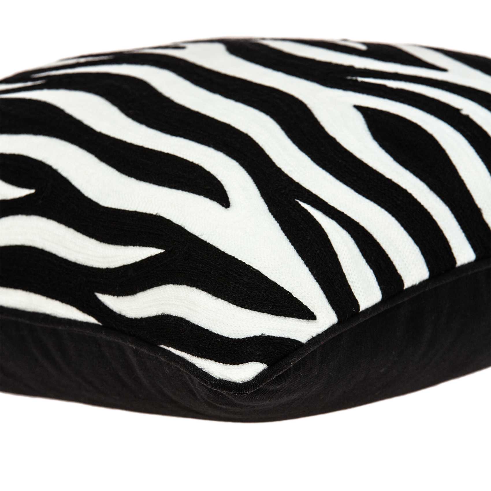 20" X 7" X 20" Transitional Black And White Zebra Pillow Cover With Poly Insert