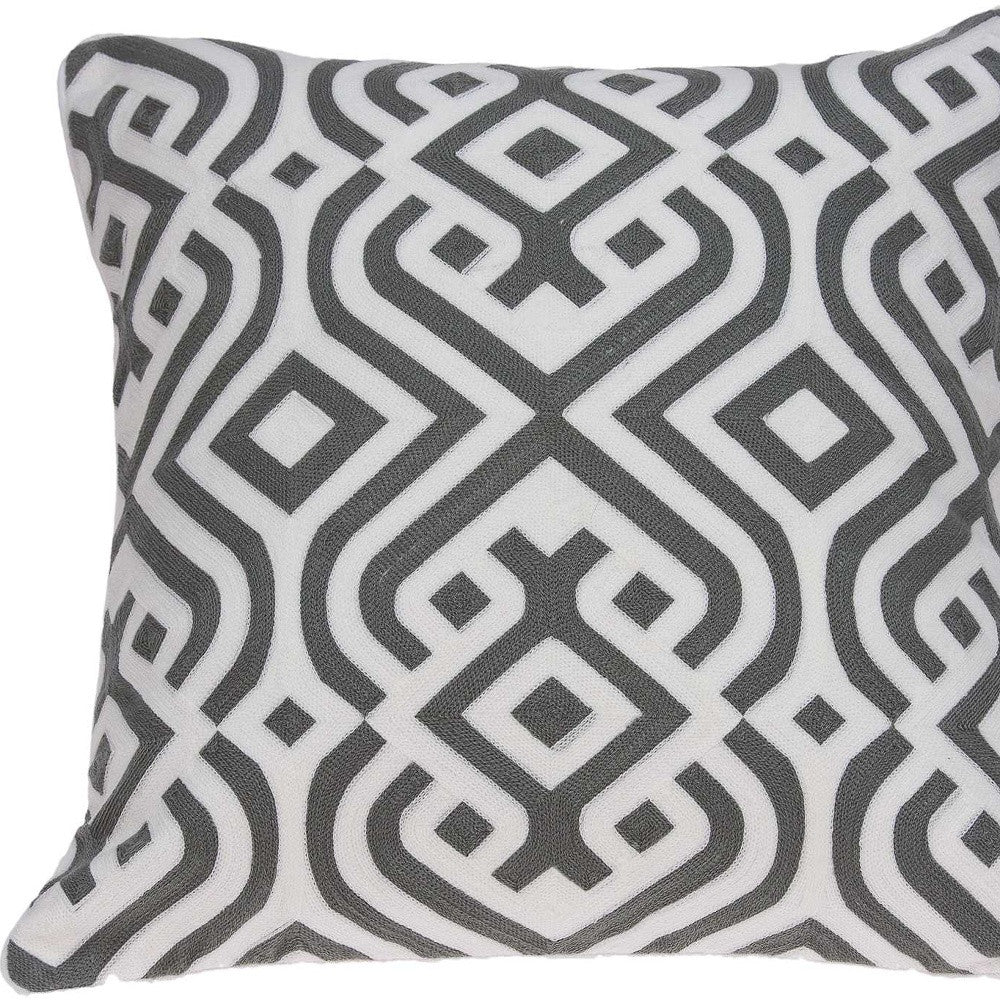 20" X 7" X 20" Gray And White Accent Pillow Cover With Poly Insert