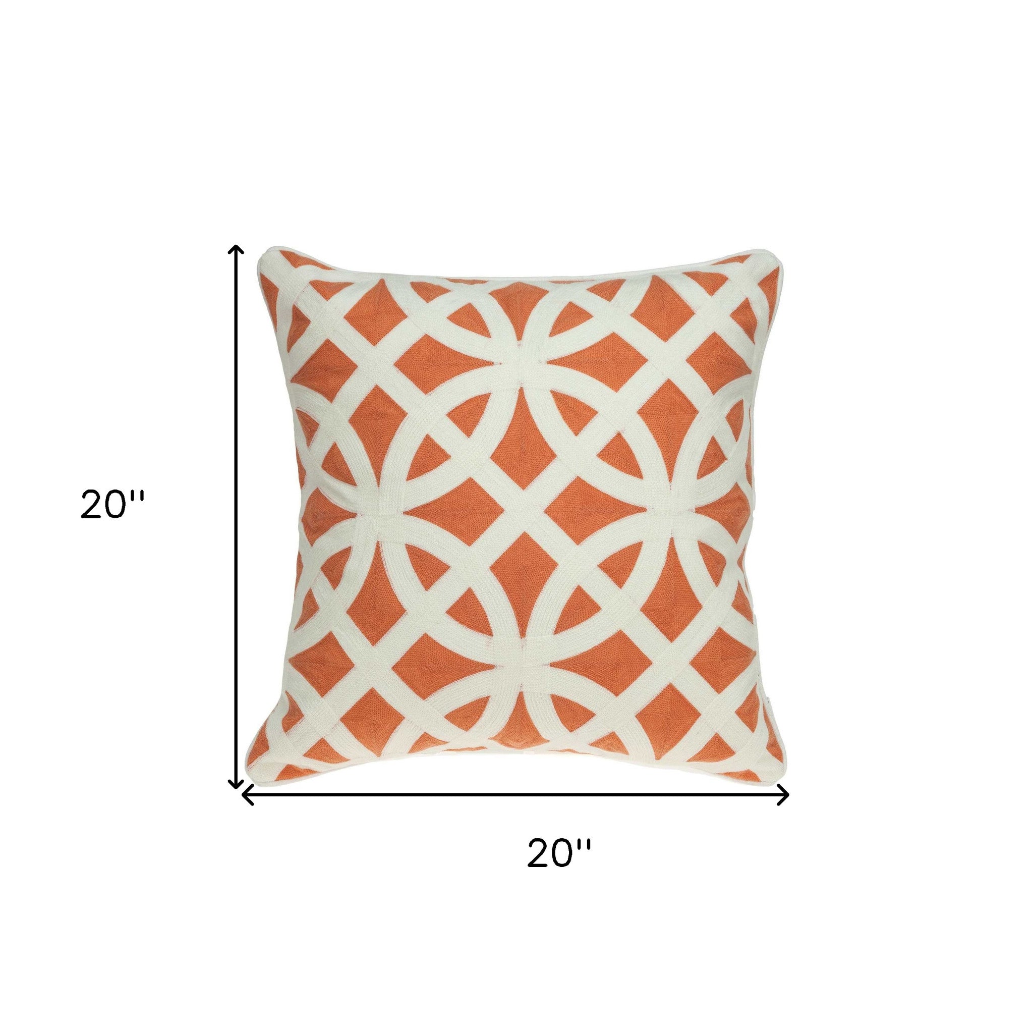 20" X 7" X 20" Transitional Orange Pillow Cover With Poly Insert