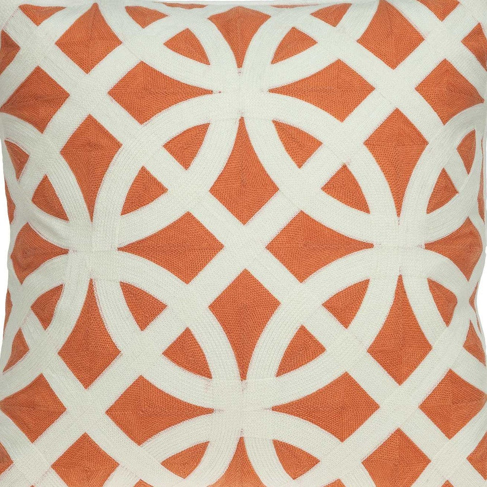 20" X 7" X 20" Transitional Orange Pillow Cover With Poly Insert