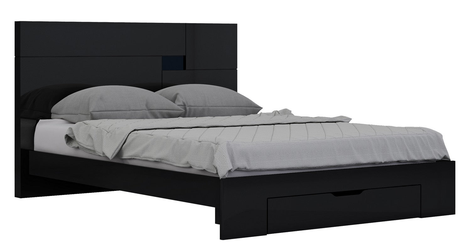 Solid Wood King Black Bed