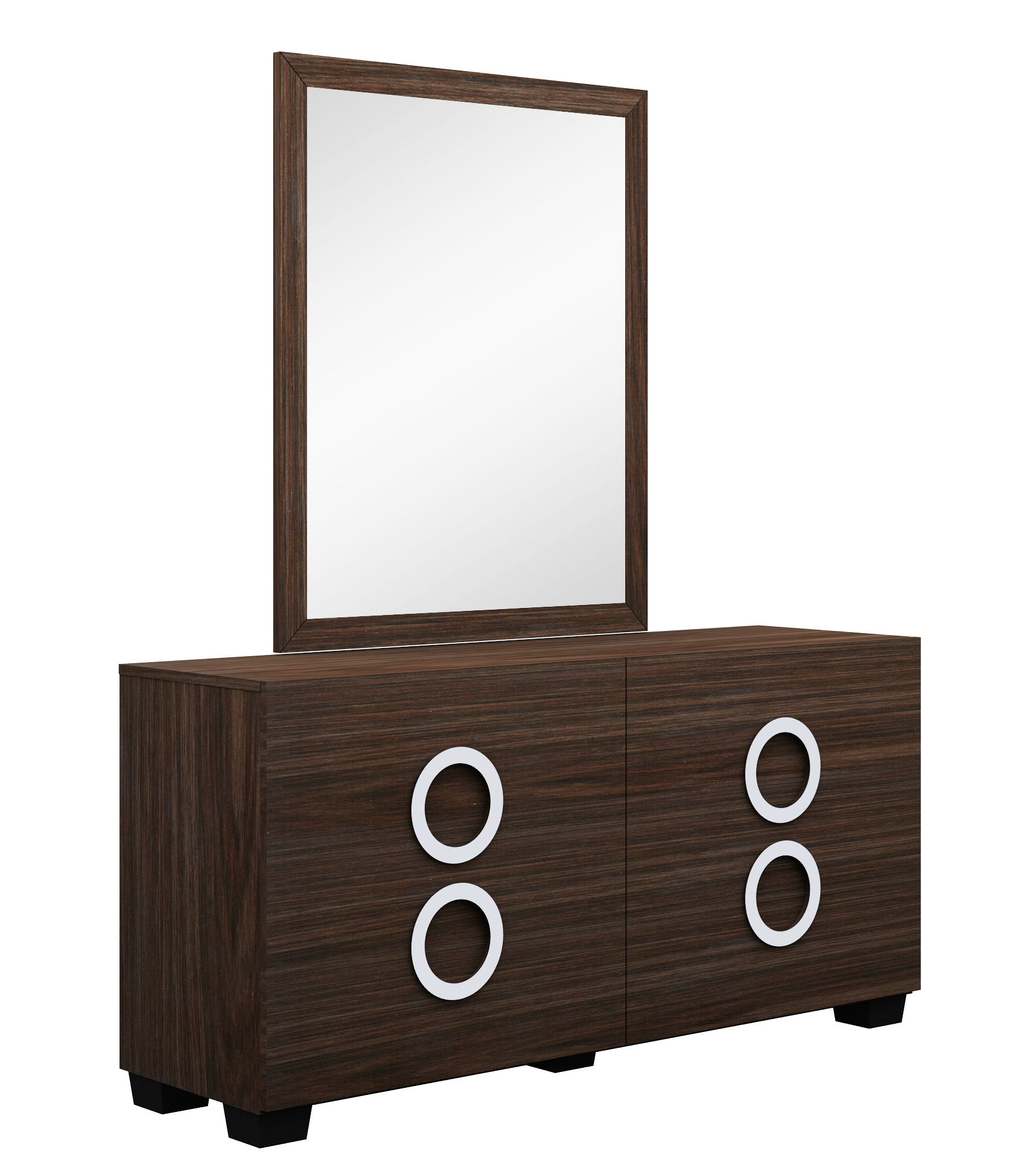 Four Piece Wood Brown Solid Wood Bedroom Set With Mirror