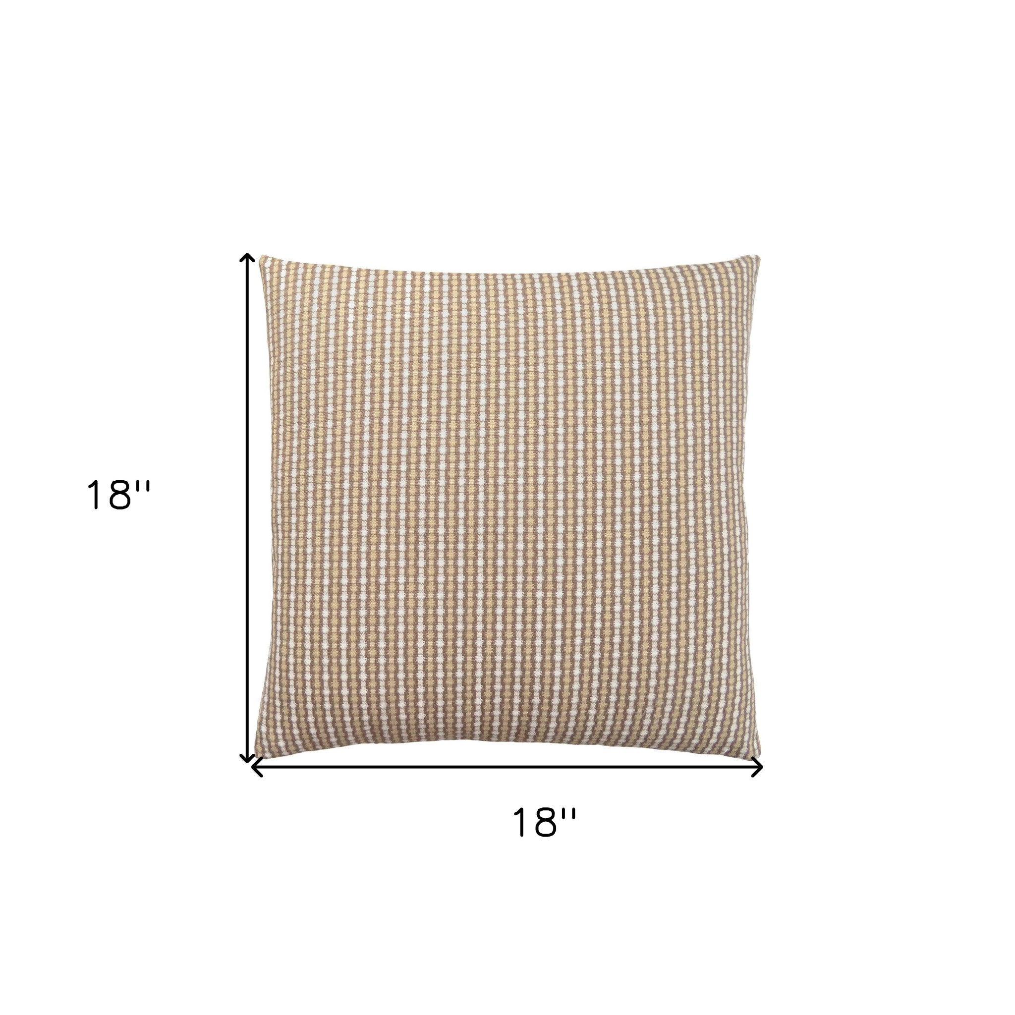 18" X 18" Taupe Polyester Striped Zippered Pillow