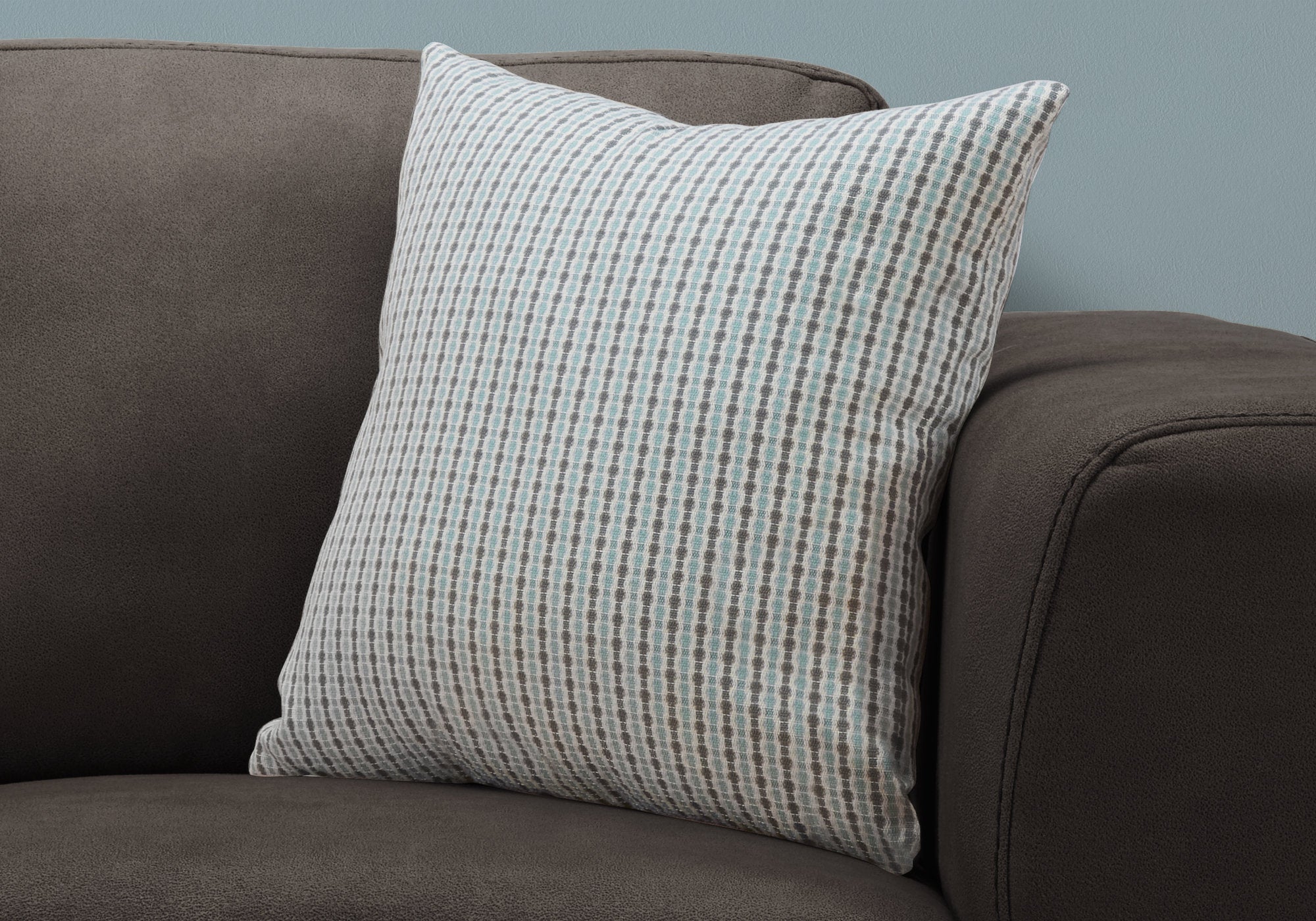 18" X 18" Taupe Polyester Striped Zippered Pillow