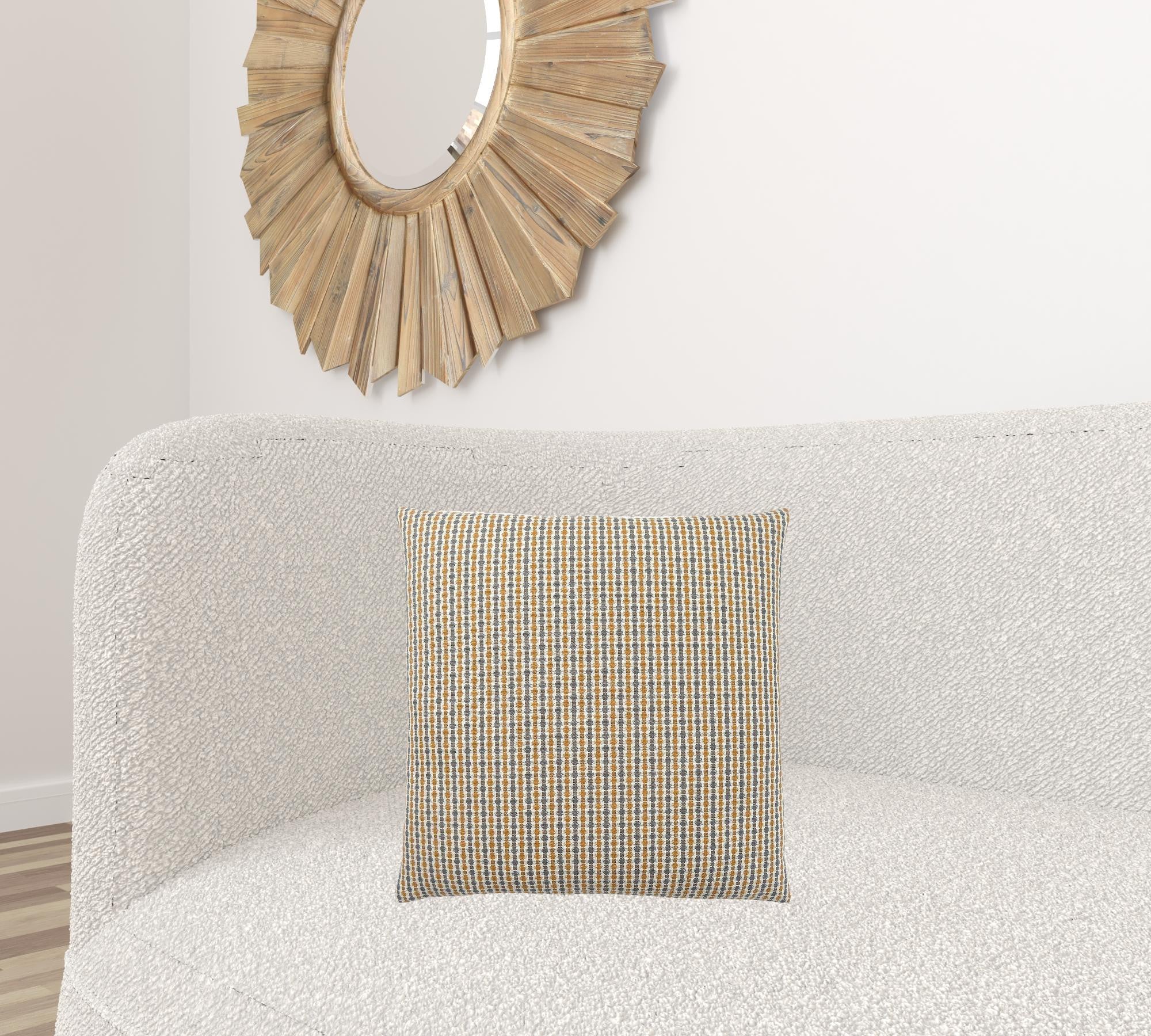 18" X 18" Taupe Polyester Striped Zippered Pillow