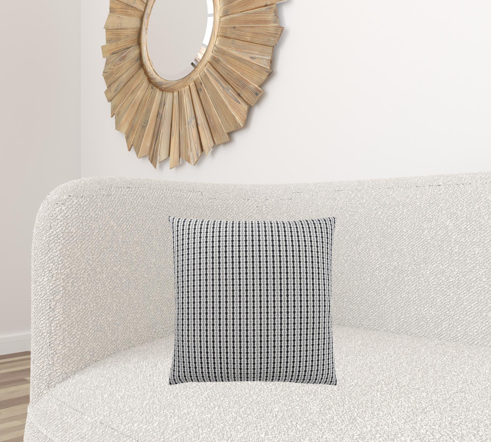 18" X 18" Taupe Polyester Striped Zippered Pillow