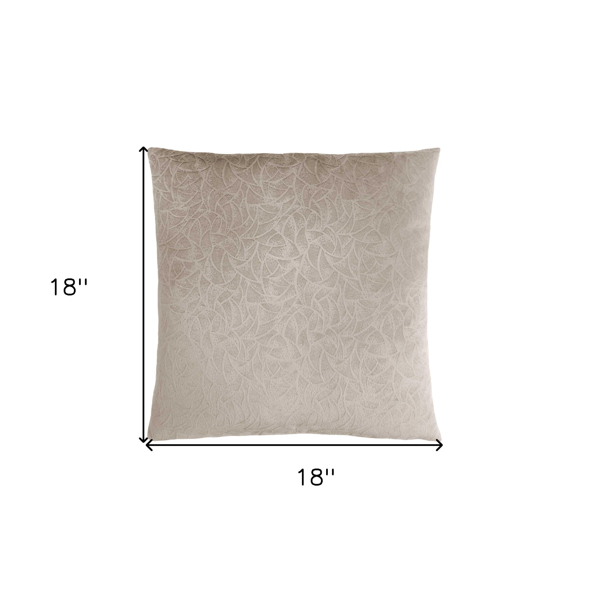 18" X 18" Taupe Velvet Polyester Abstract Zippered Pillow