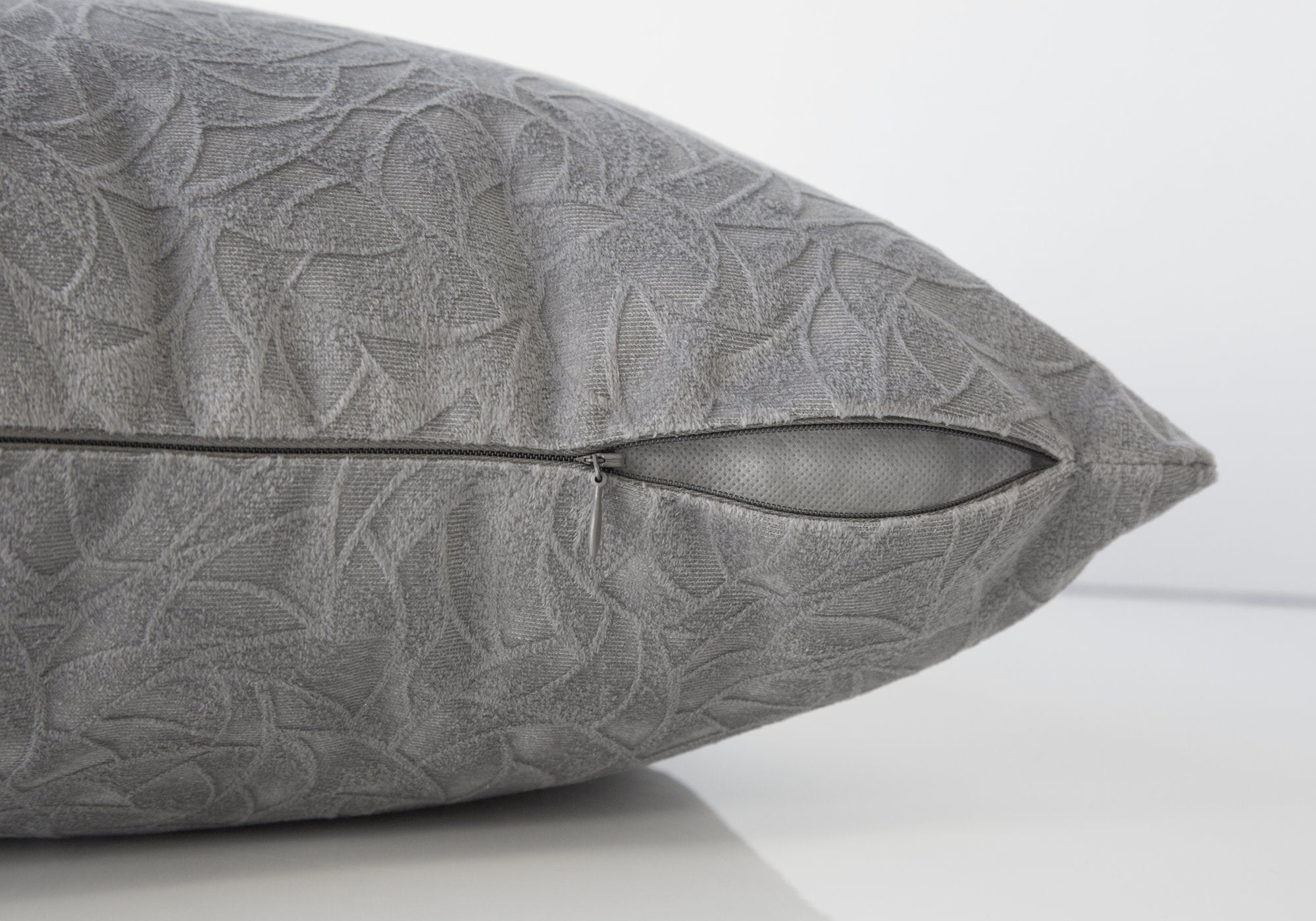 18" X 18" Taupe Velvet Polyester Abstract Zippered Pillow