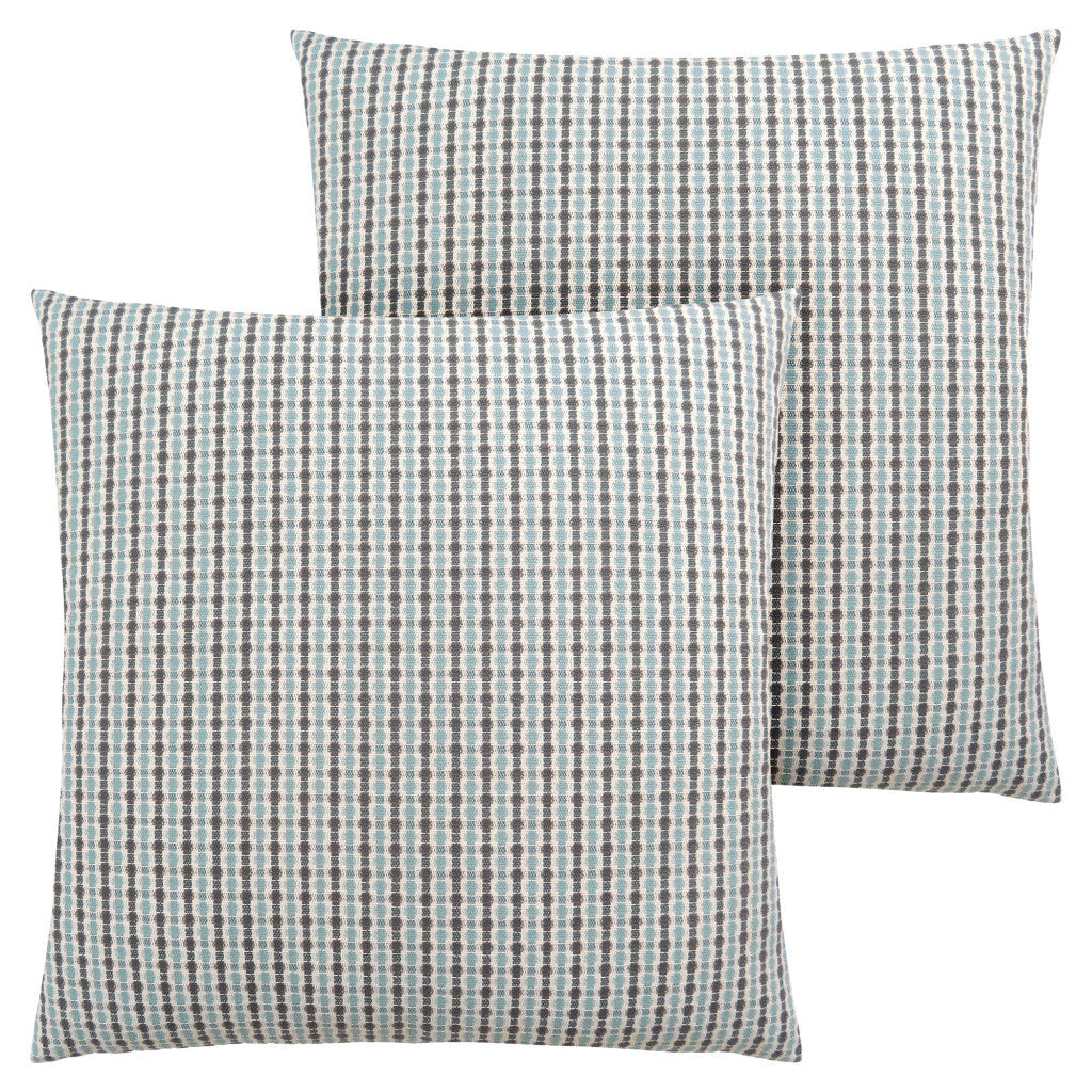 Set Of Two 18" X 18" Taupe Polyester Striped Zippered Pillow